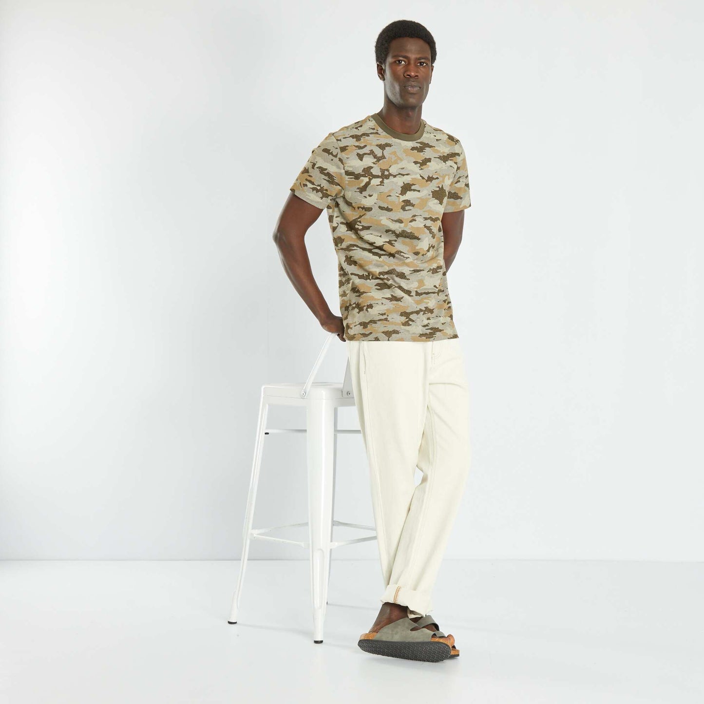 Tee-shirt imprim camouflage Kaki