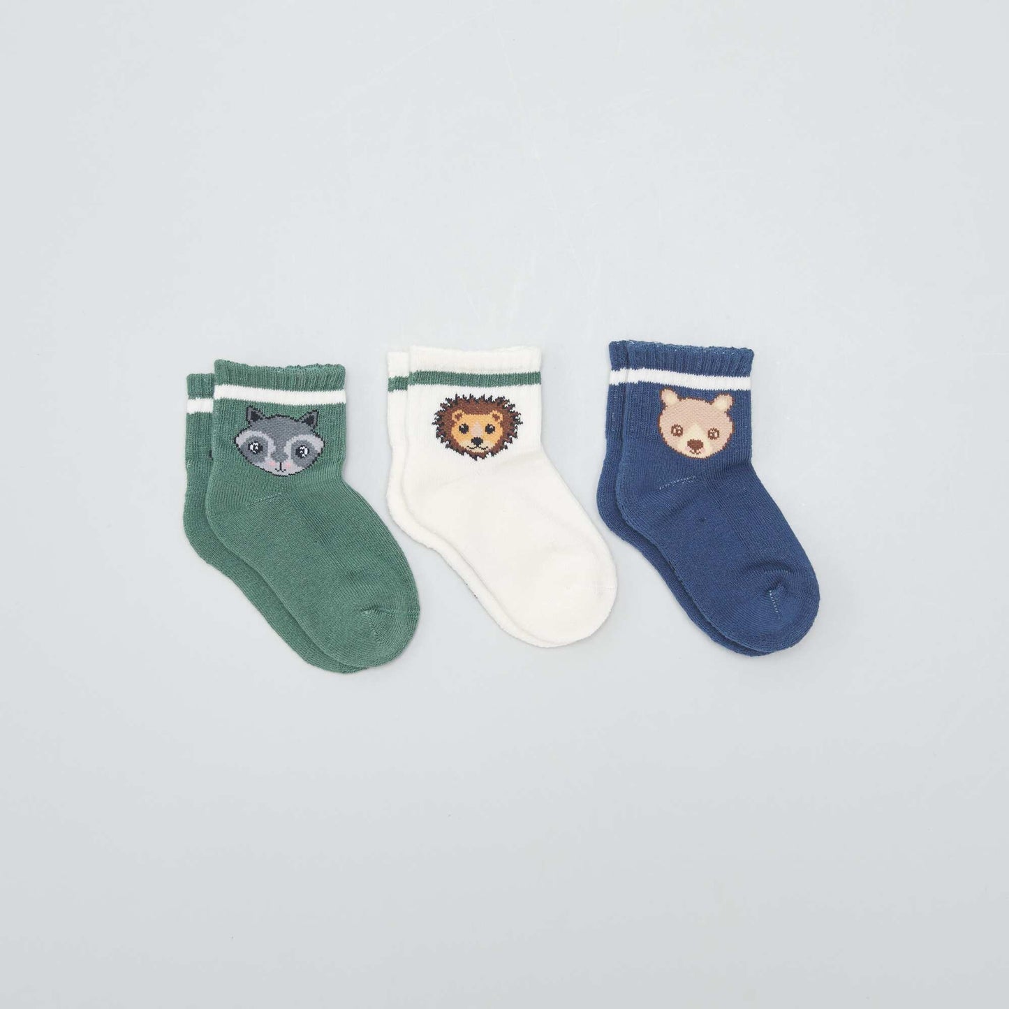 Lot de 3 paires de chaussettes avec imprim Bleu/vert/blanc