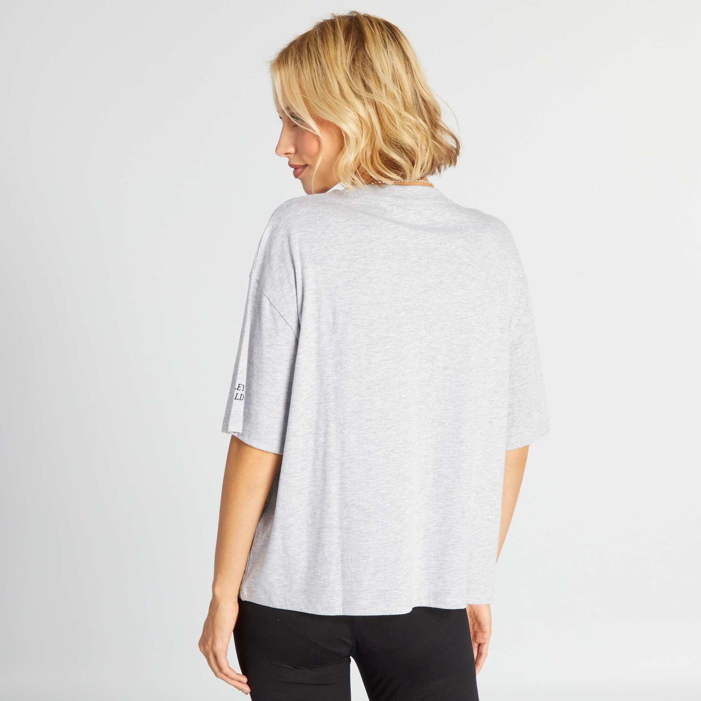 T-shirt manches courtes imprim 'smiley' Gris