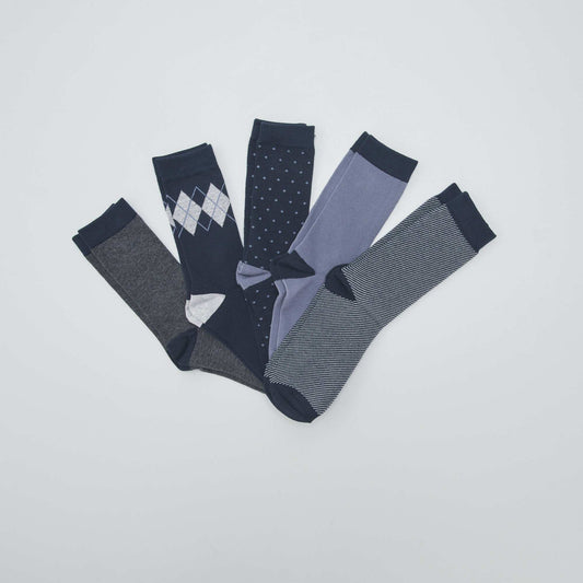 Lot de 5 paires de chaussettes fantaisies Bleu