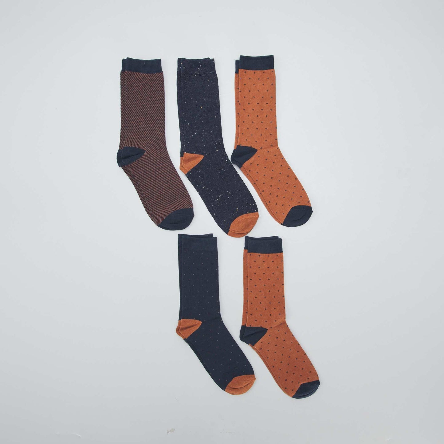 Lot de 5 paires de chaussettes fantaisies Bleu/marron