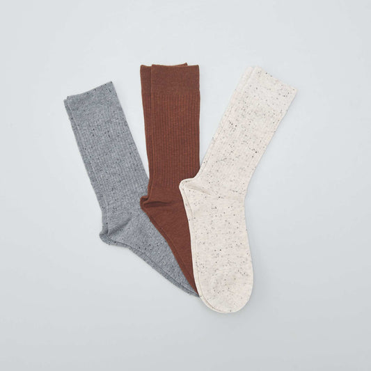 Lot de 3 paires de chaussettes mouchet es Marron/beige/gris