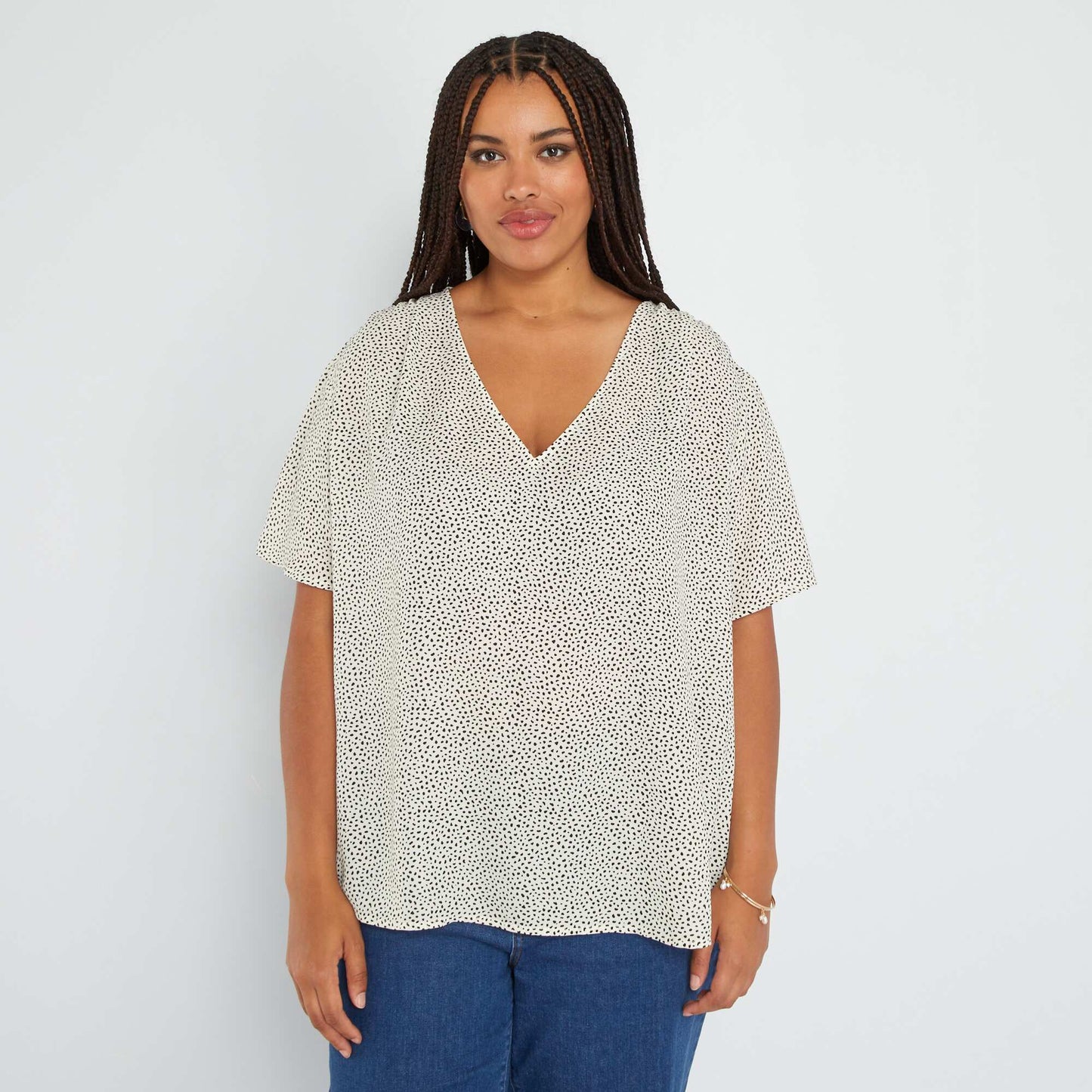 Blouse fluide encolure V Blanc