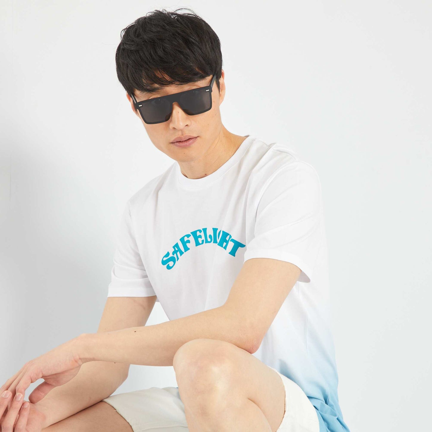 T-shirt tie and dye en jersey Blanc/bleu