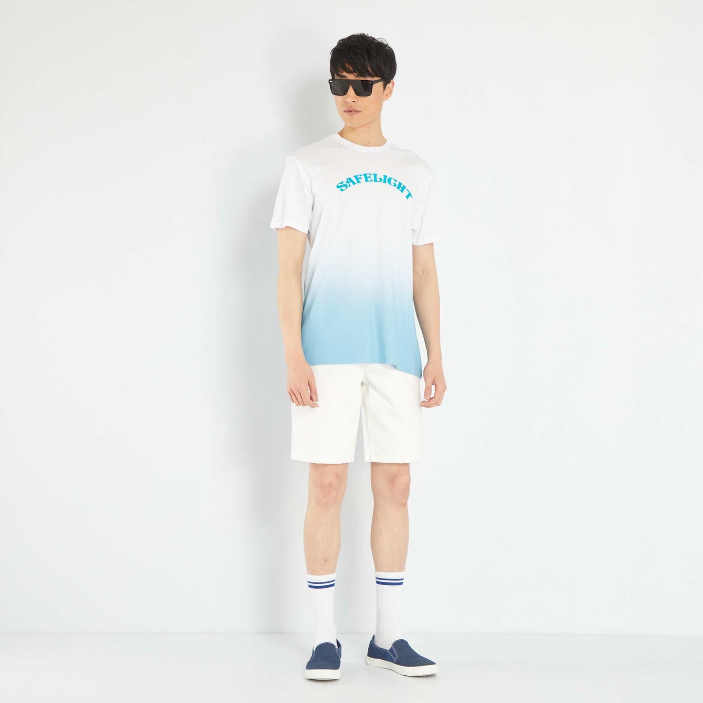 T-shirt tie and dye en jersey Blanc/bleu