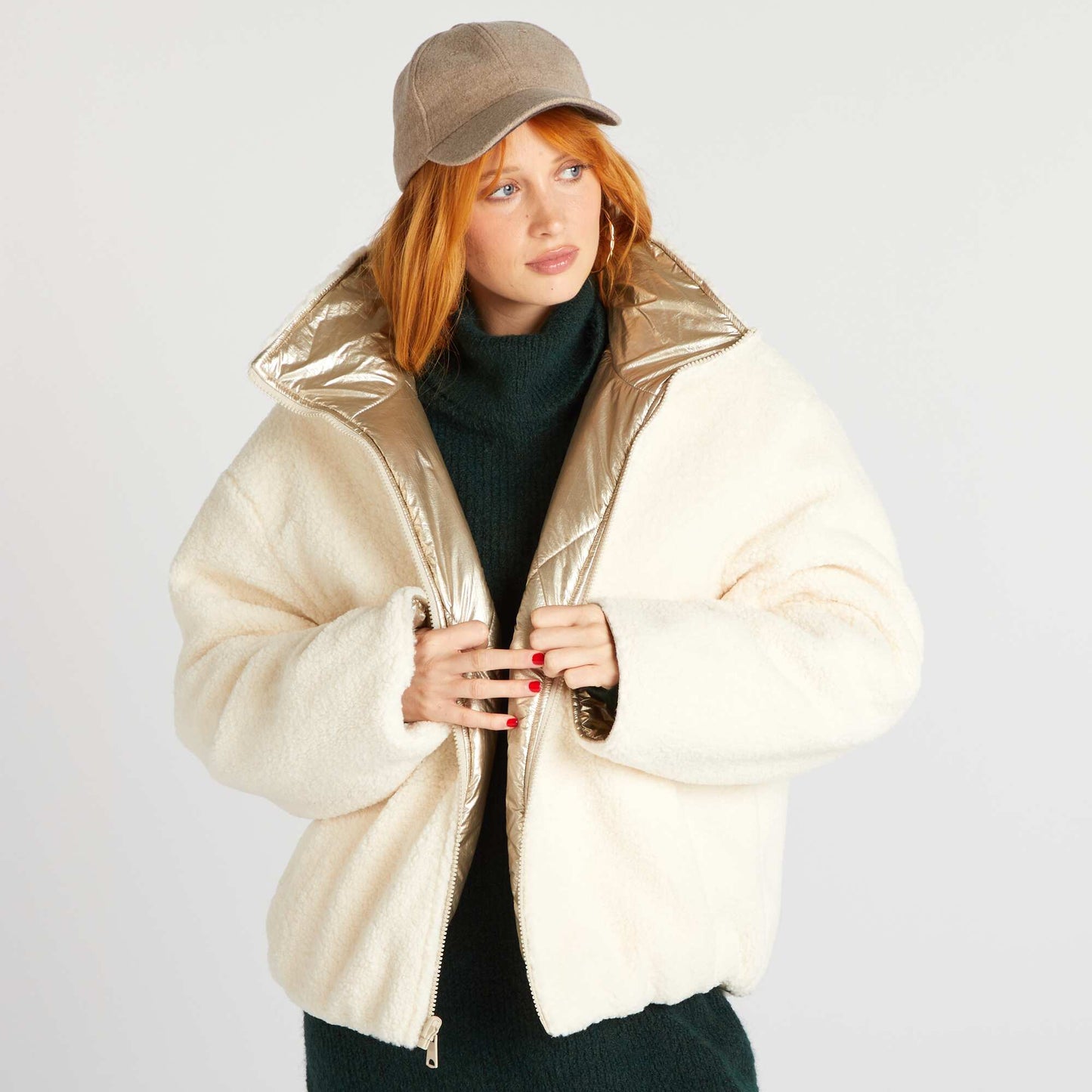 Doudoune r versible en sherpa Dor