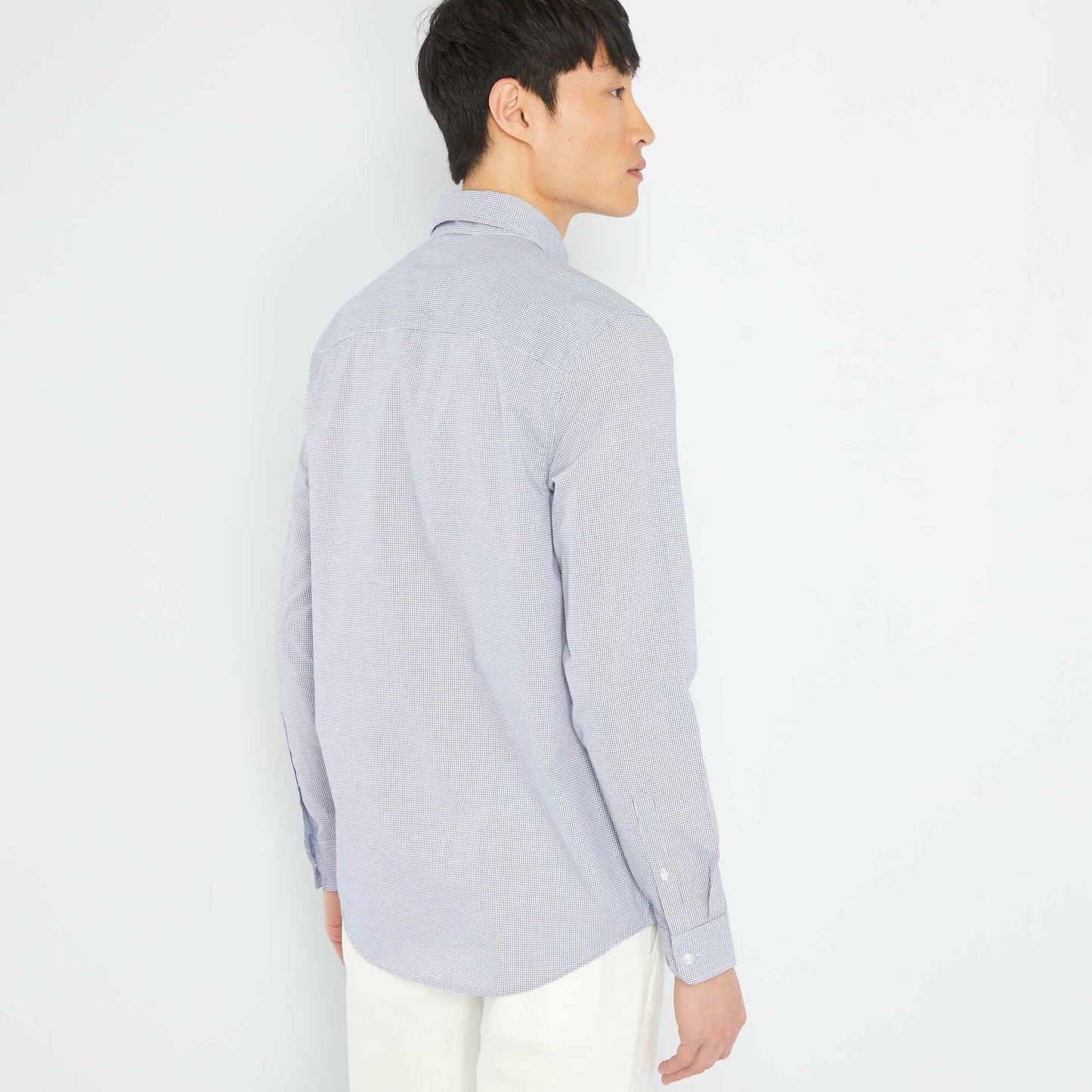 Chemise droite carreaux Blanc/bleu marine
