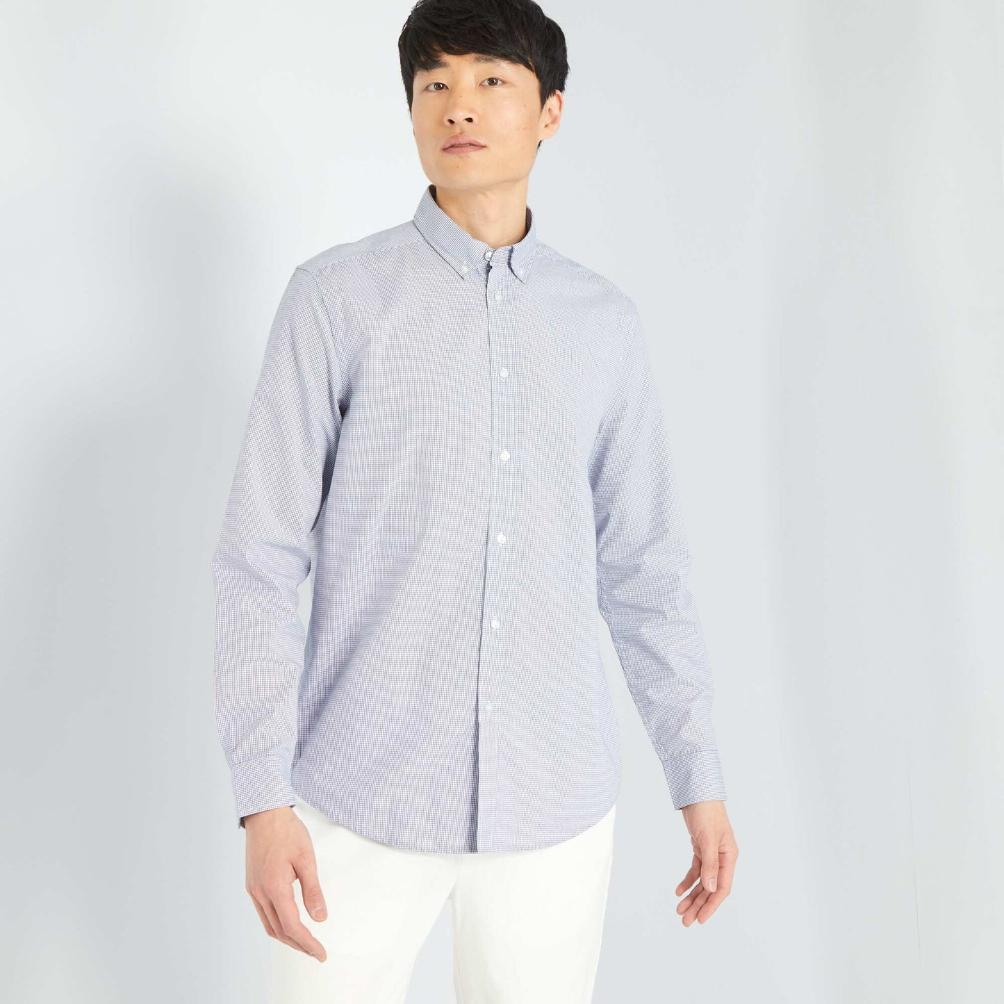 Chemise droite carreaux Blanc/bleu marine