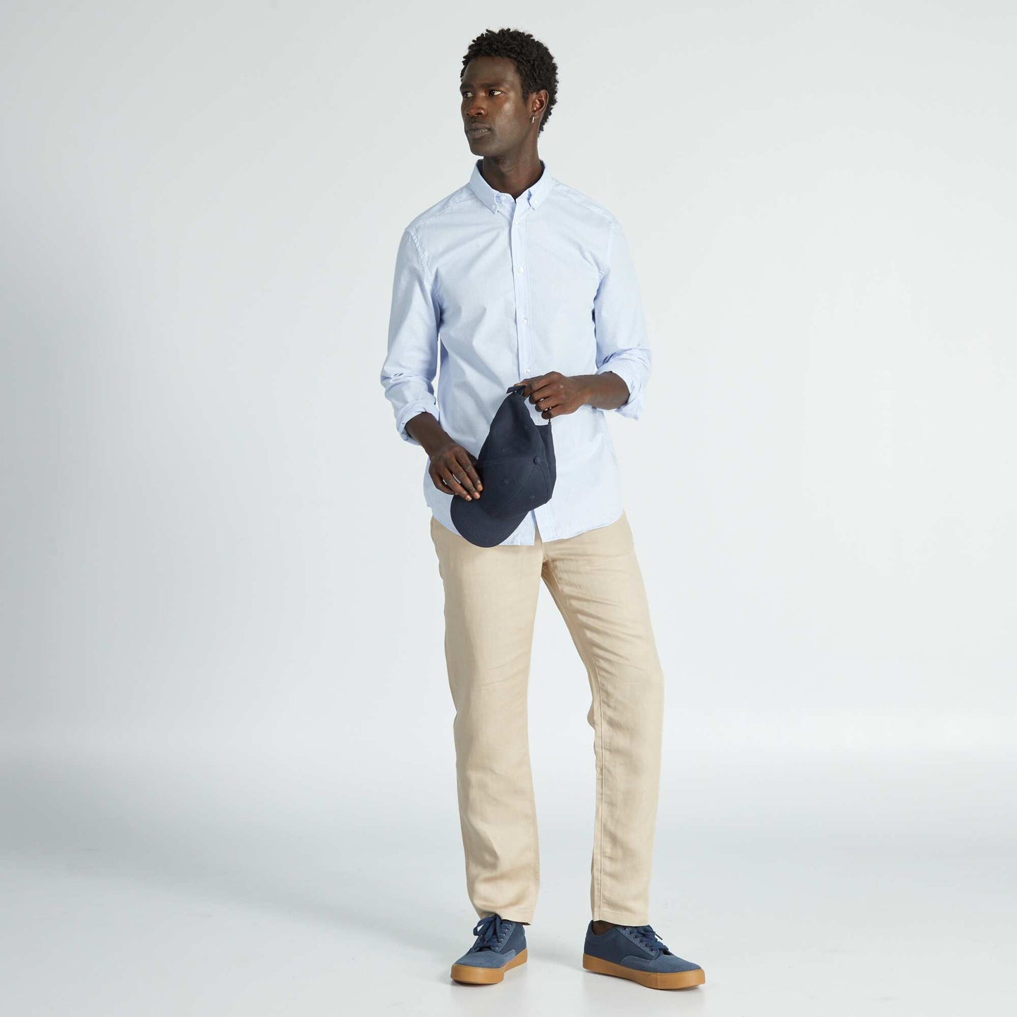 Chemise droite carreaux Blanc/Bleu clair