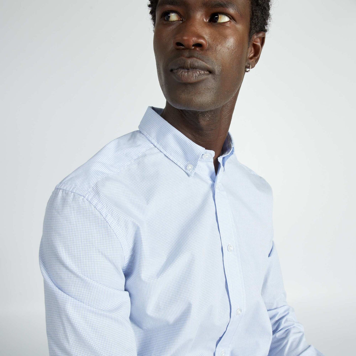 Chemise droite carreaux Blanc/Bleu clair