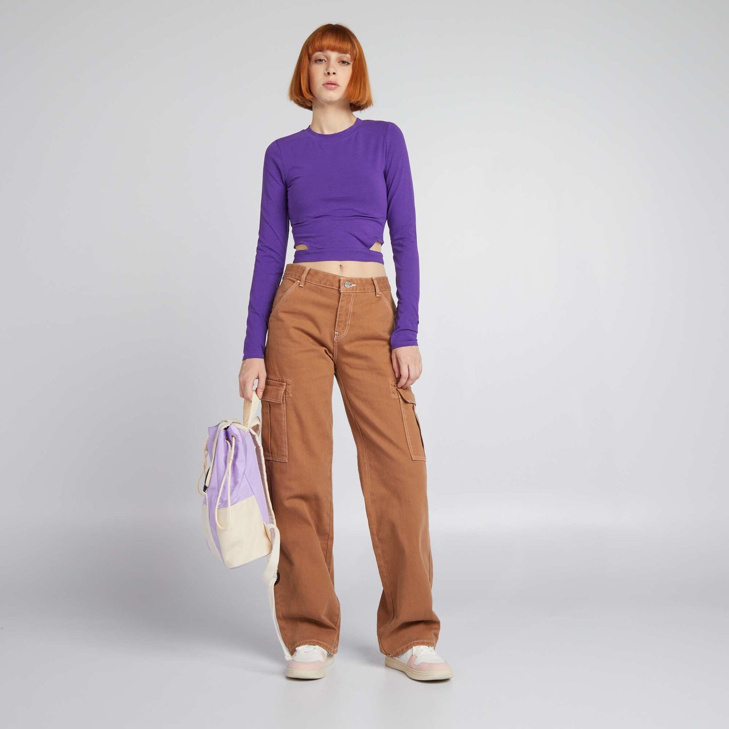 Crop-top manches longues Violet
