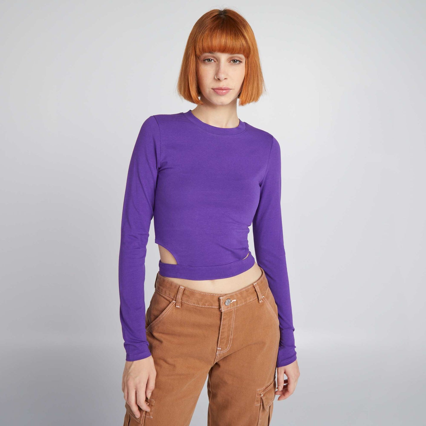 Crop-top manches longues Violet