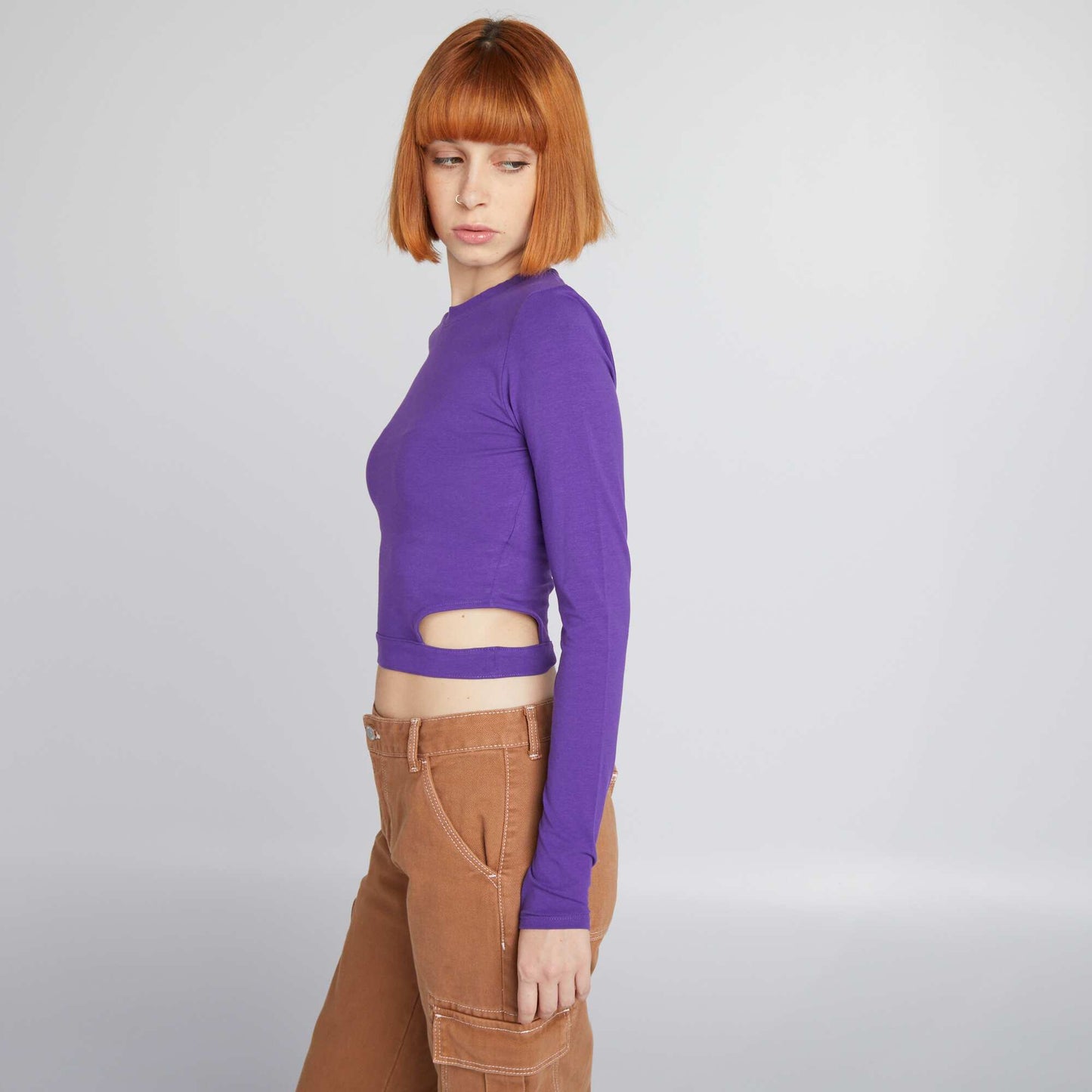 Crop-top manches longues Violet