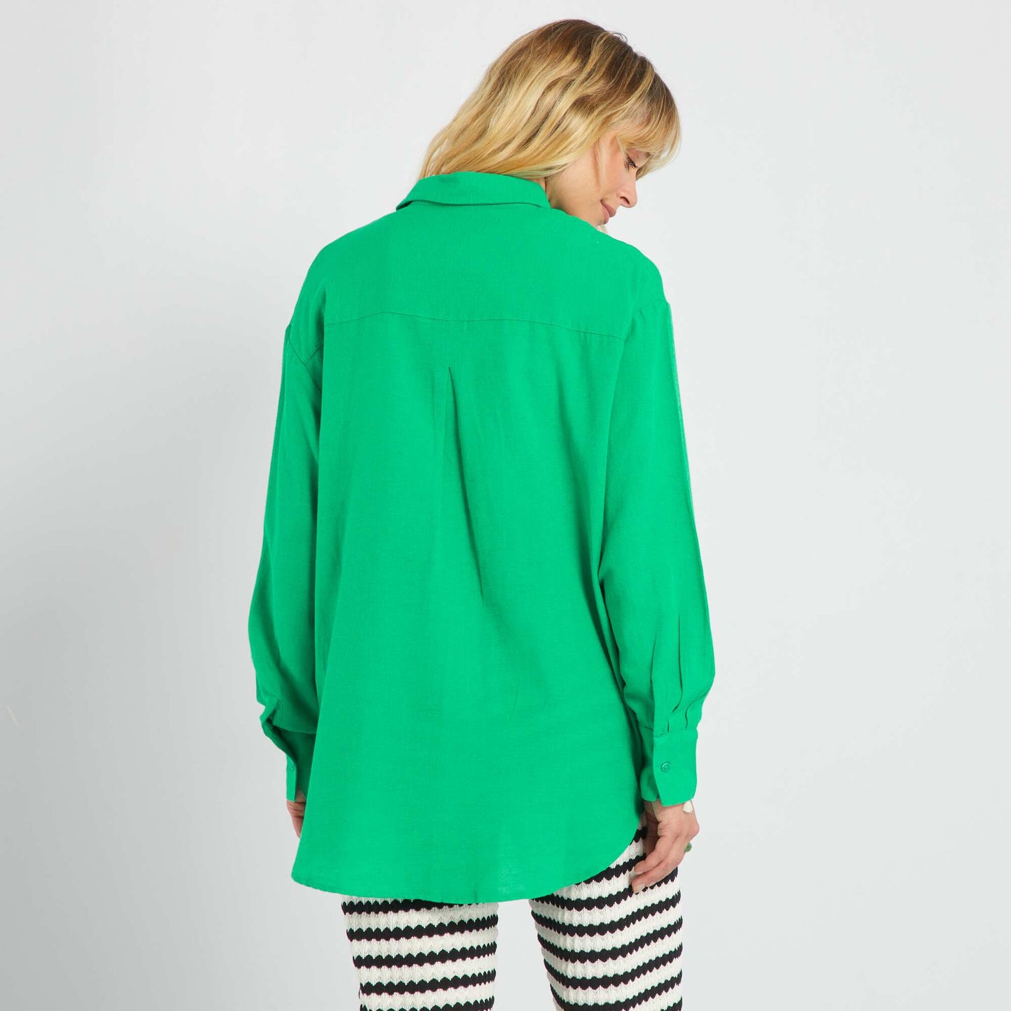 Chemise unie manches longues Vert