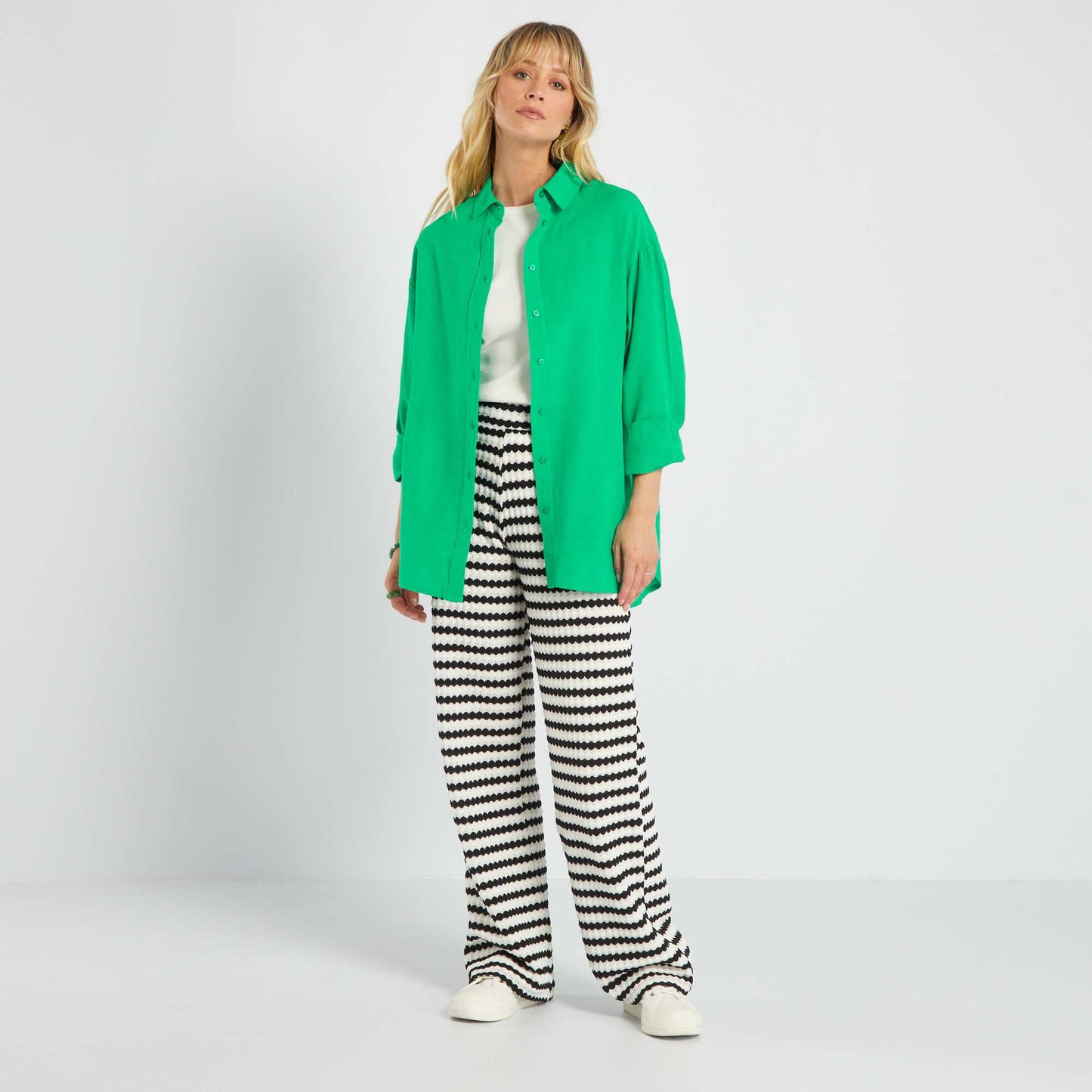 Chemise unie manches longues Vert