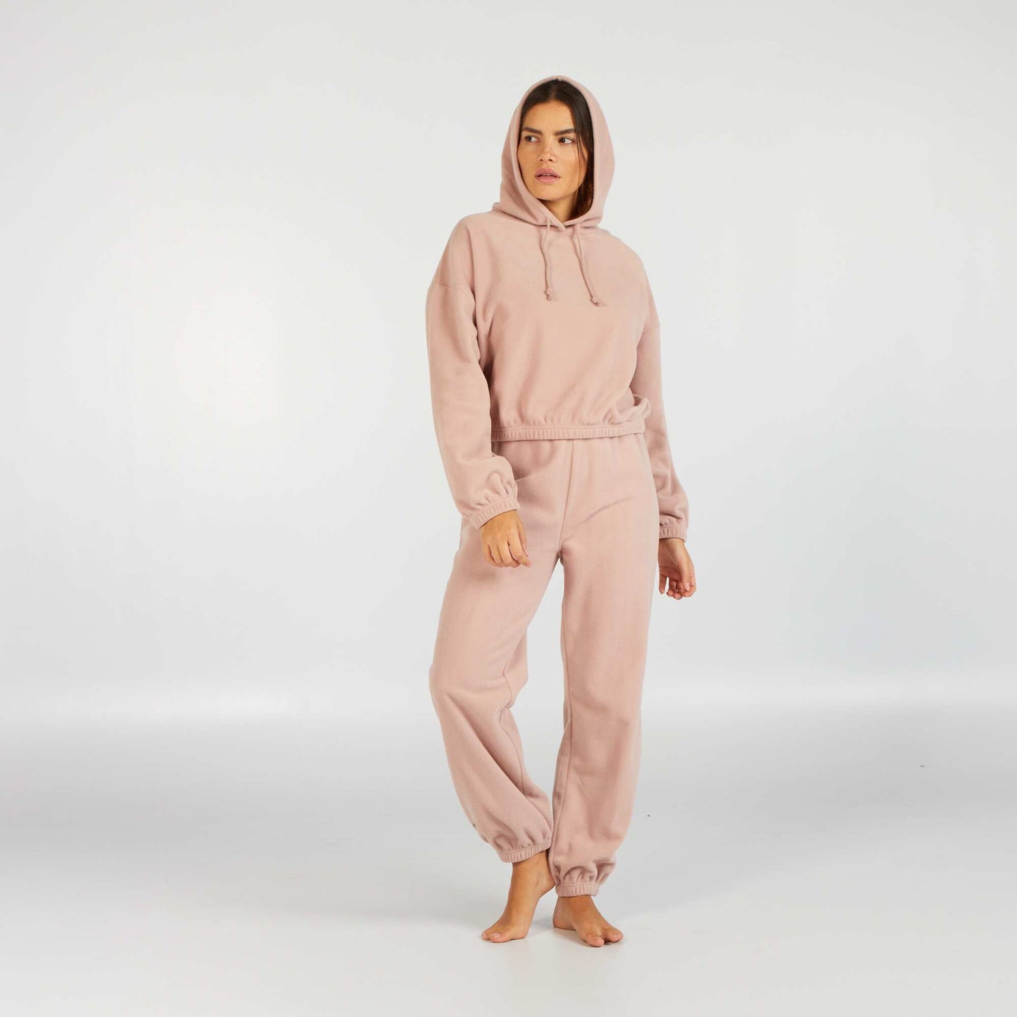 Sweat polaire capuche Beige