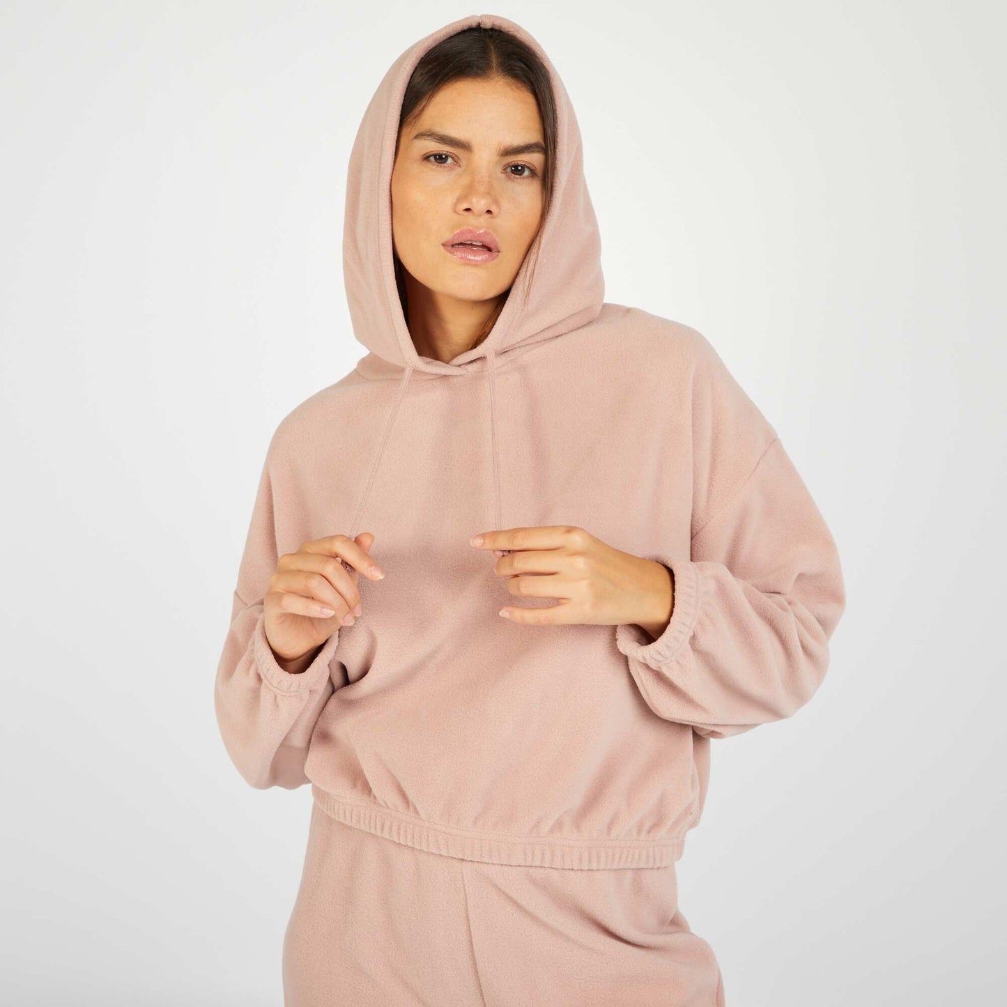 Sweat polaire capuche Beige