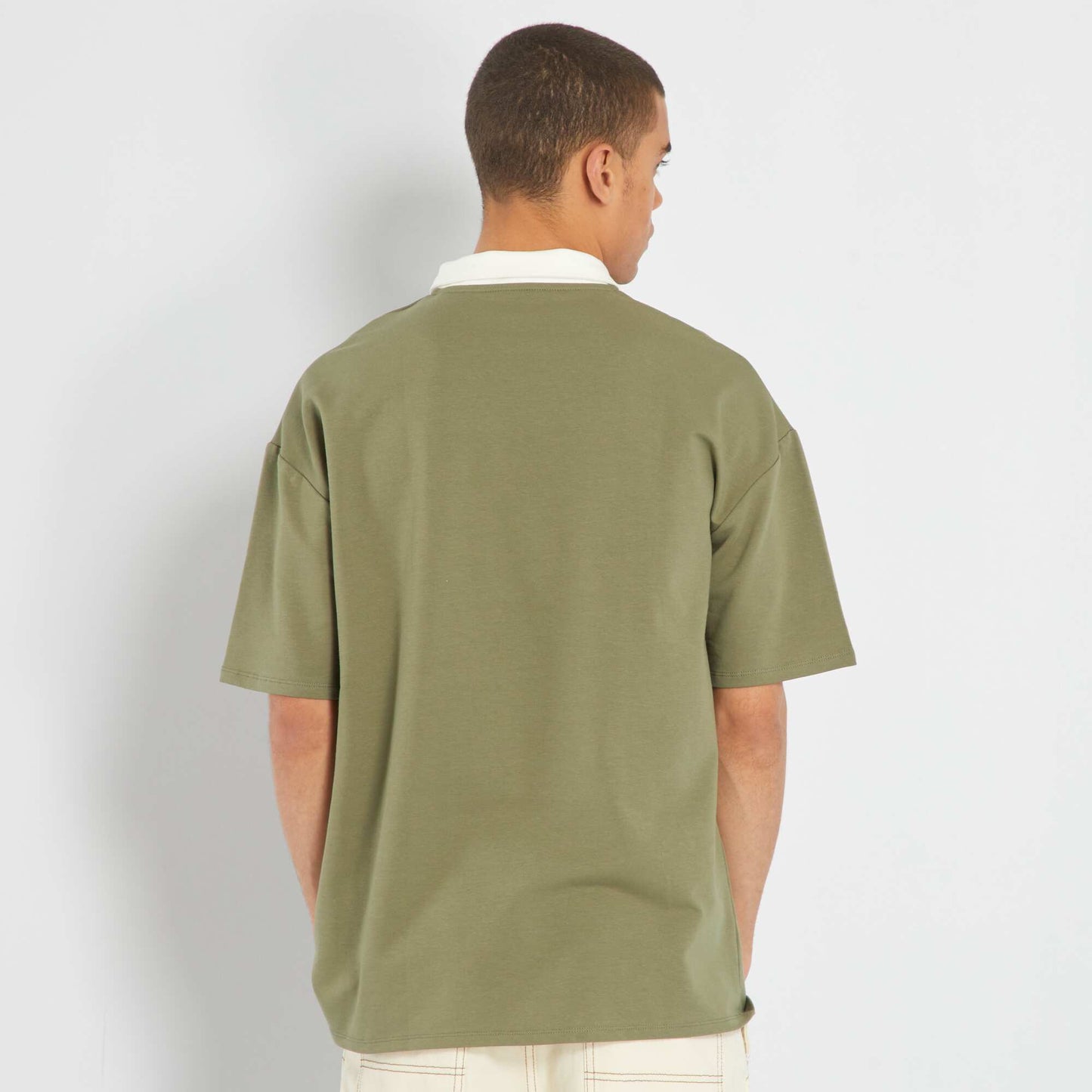 Polo bicolore en jersey Vert