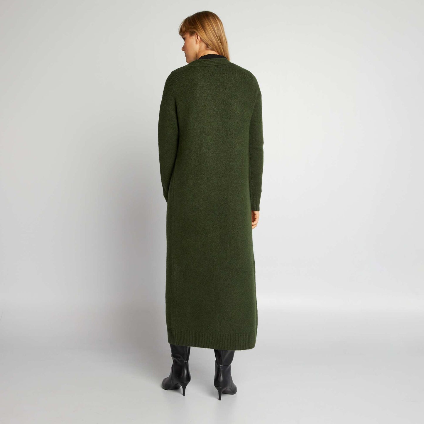 Gilet long en maille Vert