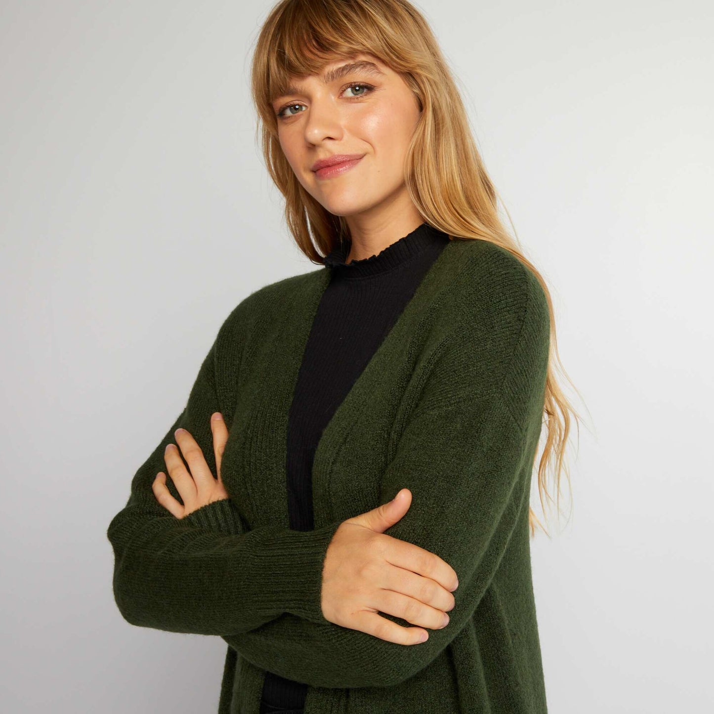 Gilet long en maille Vert
