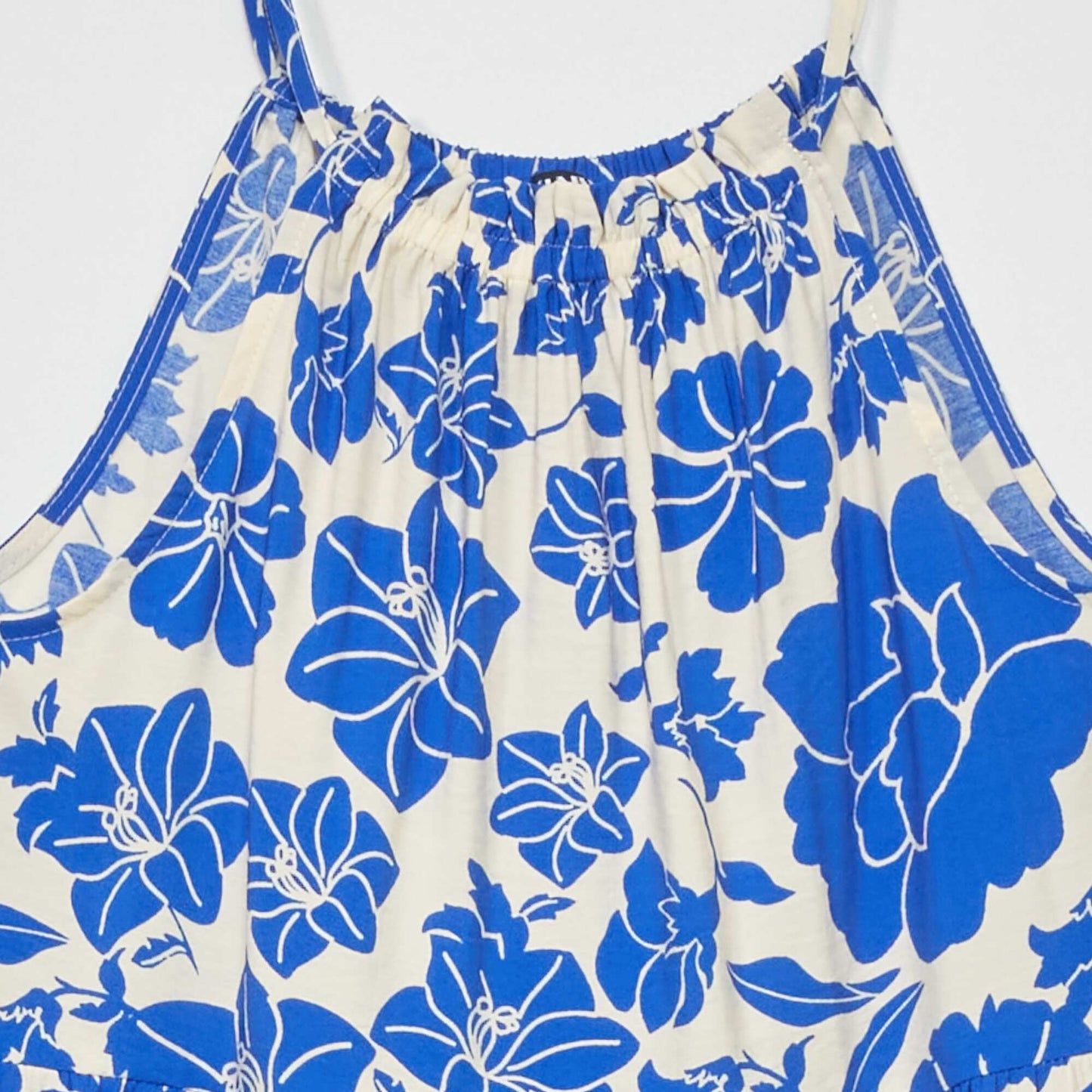 Robe en maille l g re motif blanc/bleu