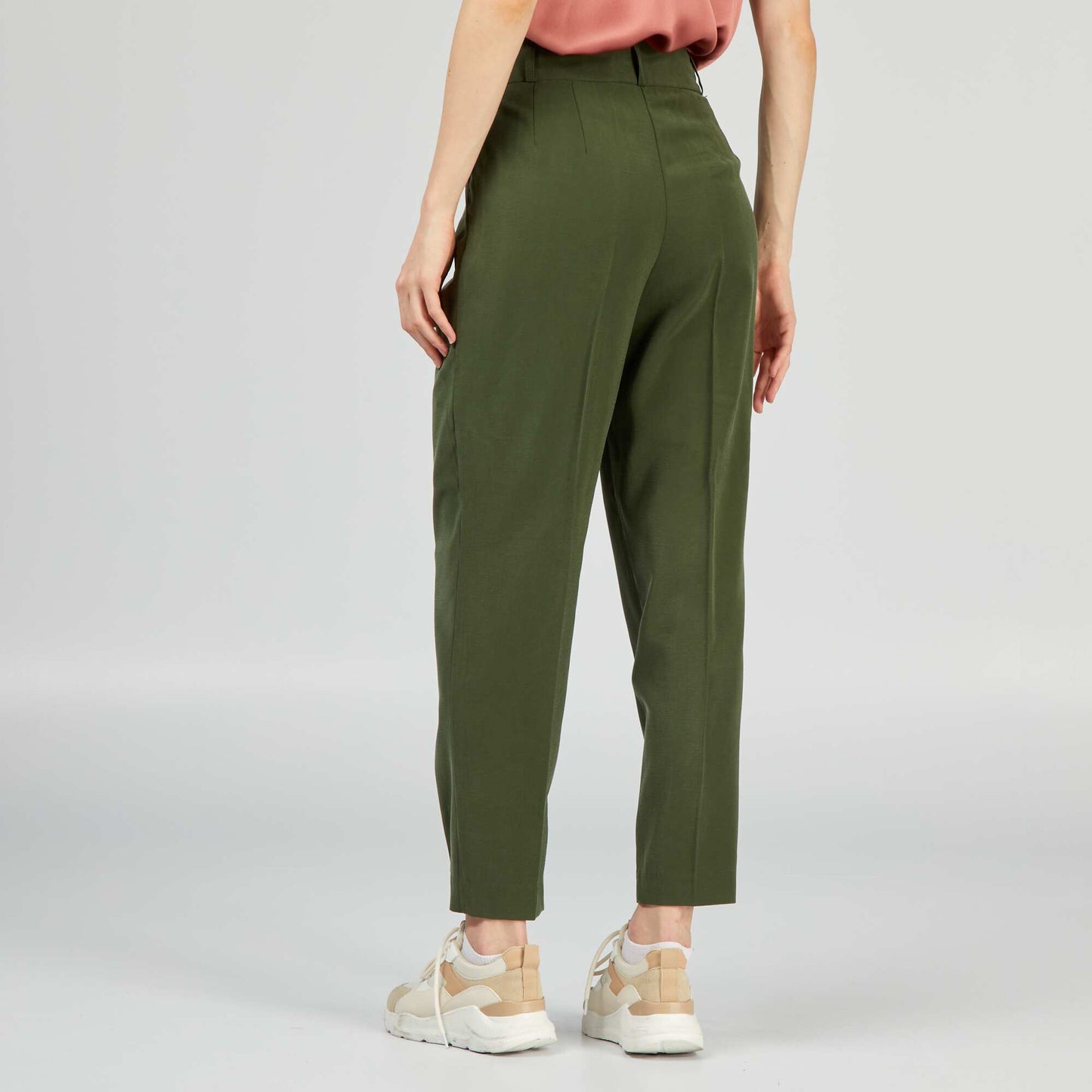 Pantalon regular en twill Kaki