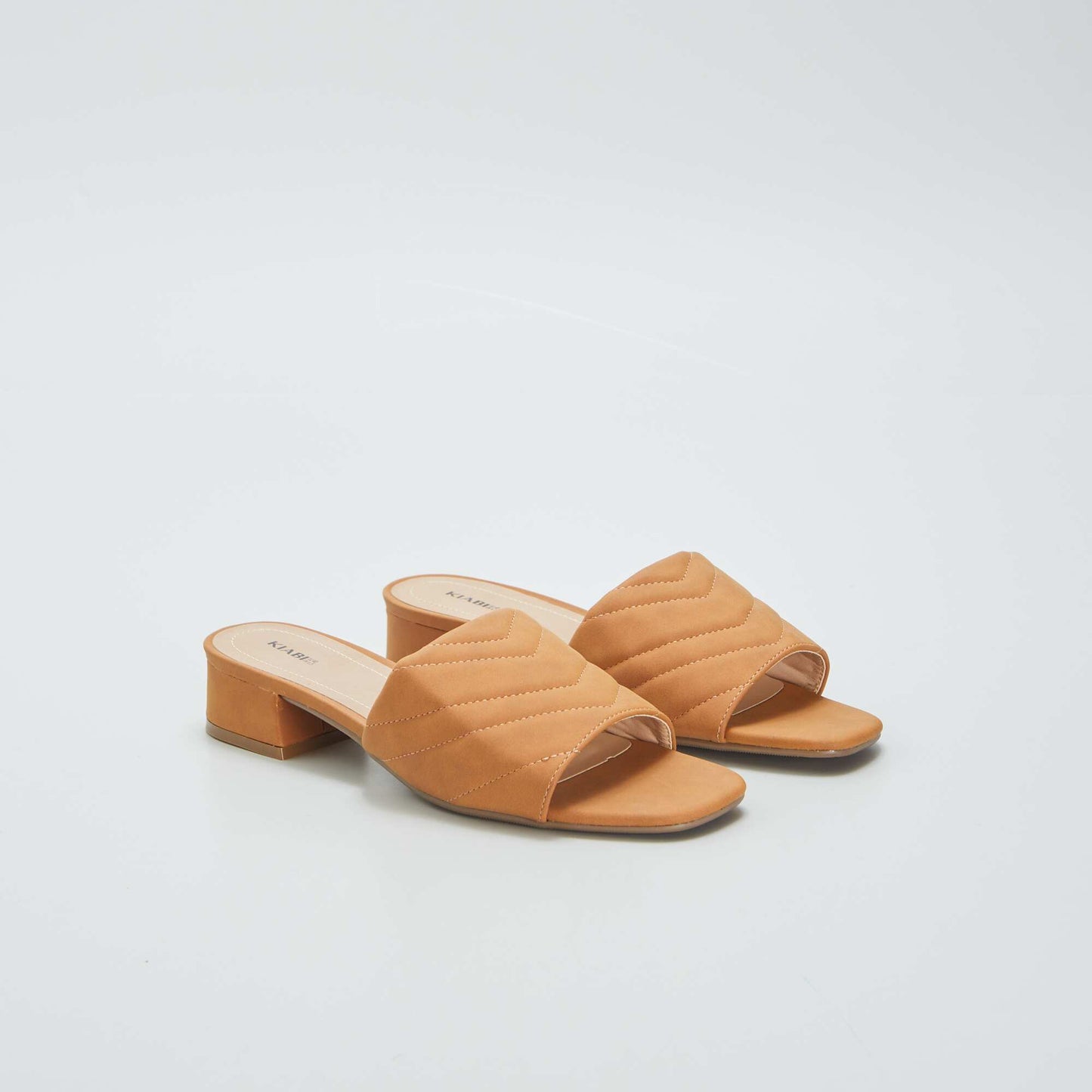 Mules talons avec bride matelass e Camel