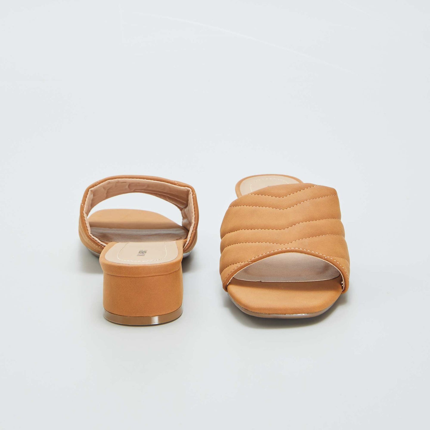 Mules talons avec bride matelass e Camel
