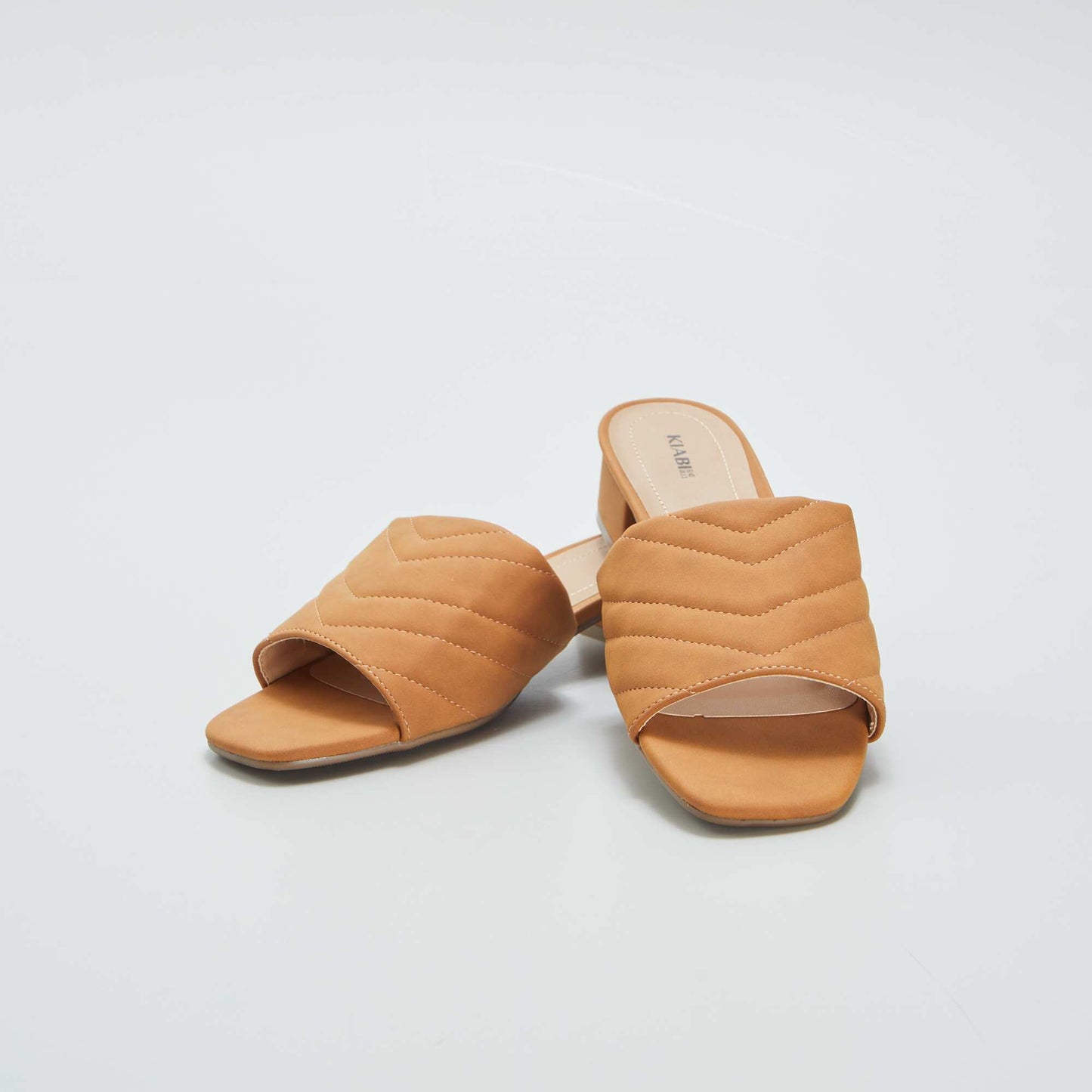 Mules talons avec bride matelass e Camel