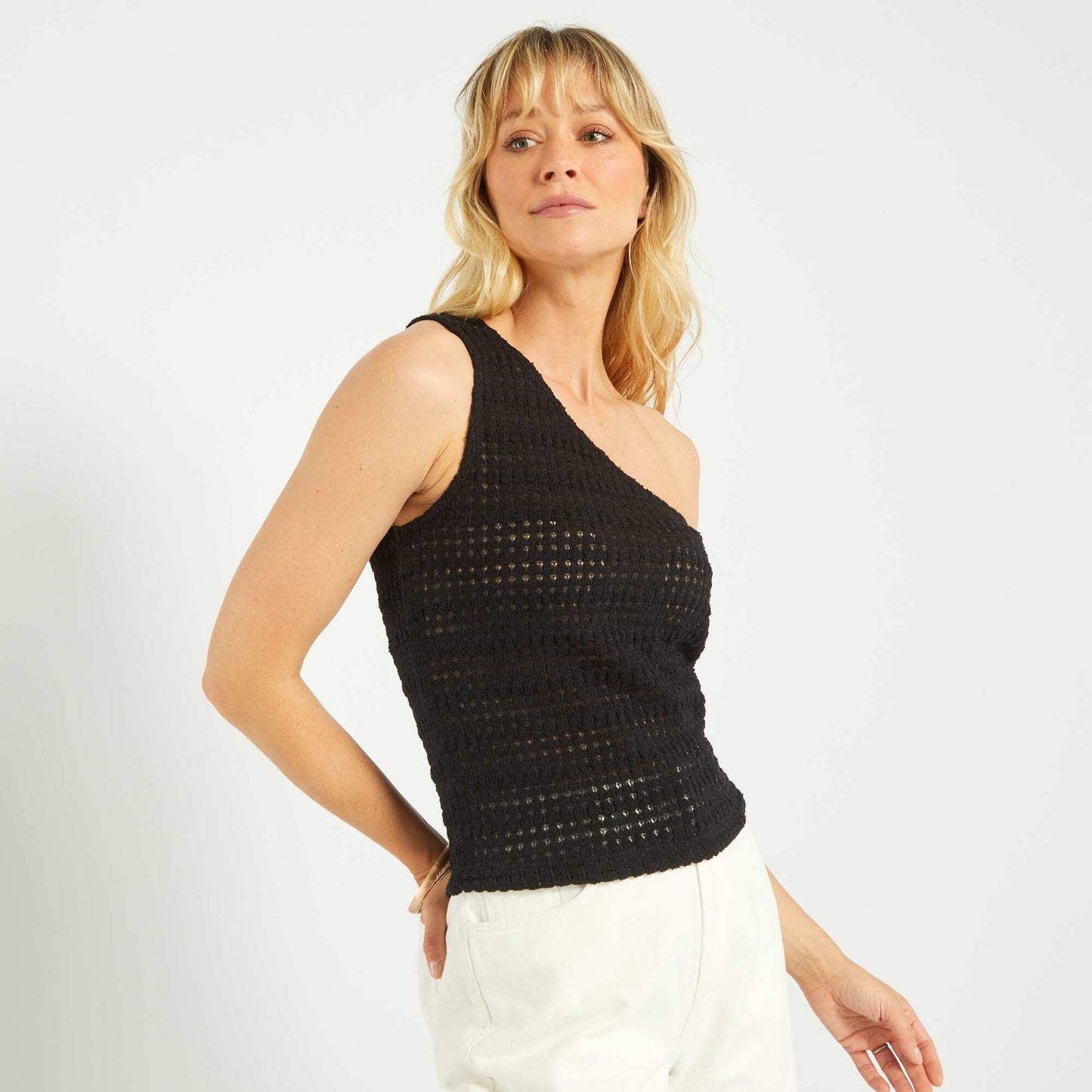 D bardeur en crochet one-shoulder noir