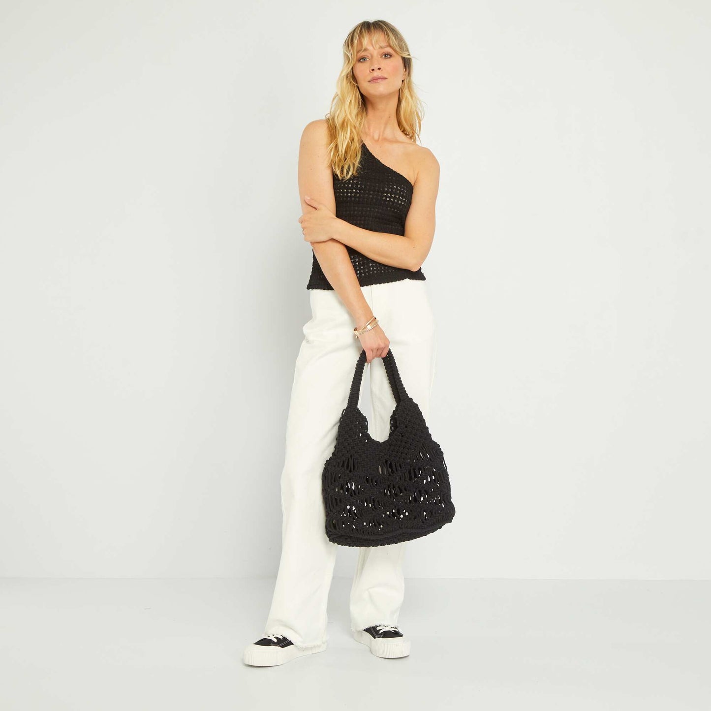 D bardeur en crochet one-shoulder noir
