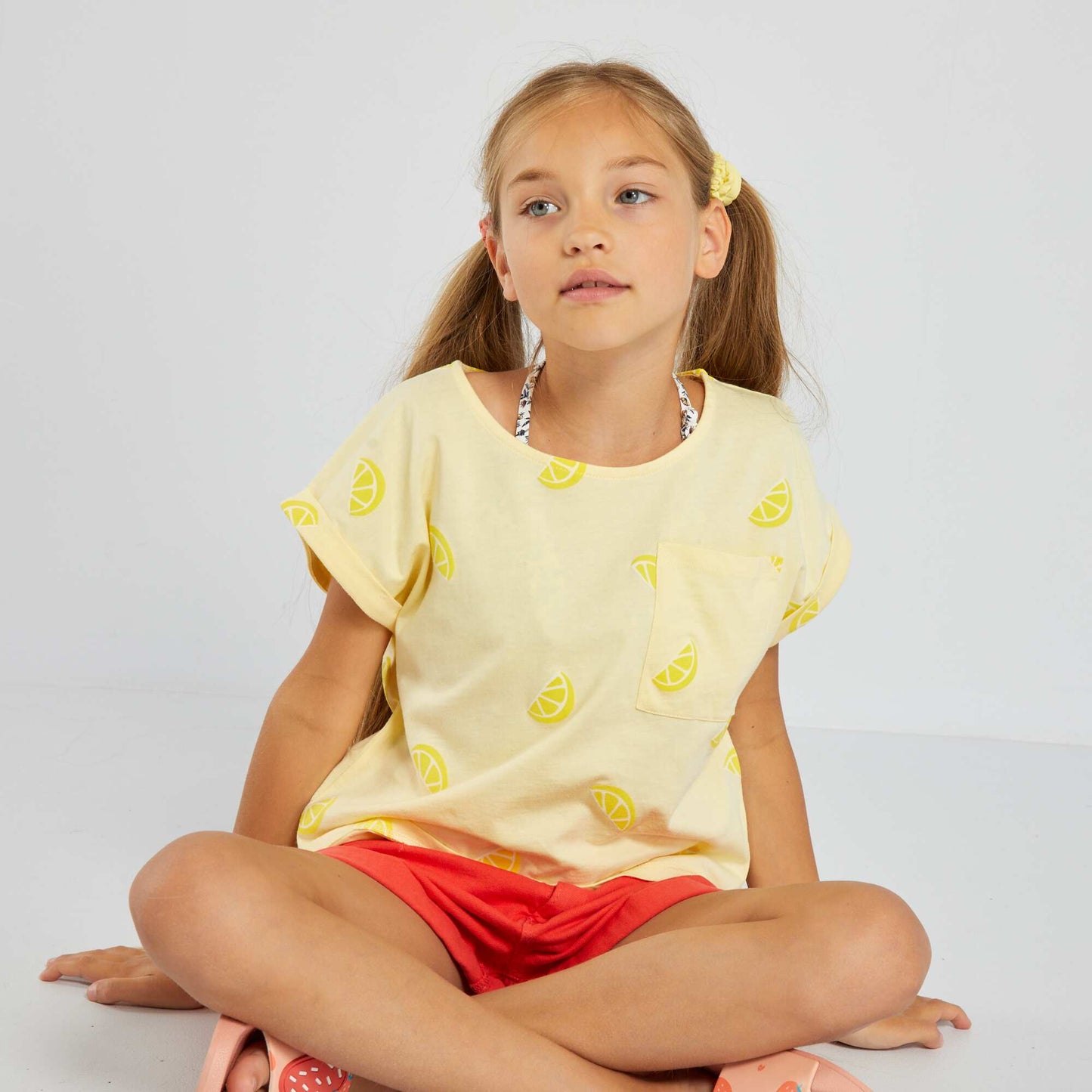 T-shirt en jersey avec imprim Jaune