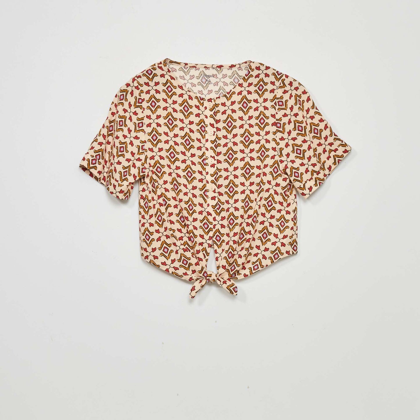 Blouse nouer avec imprim Beige