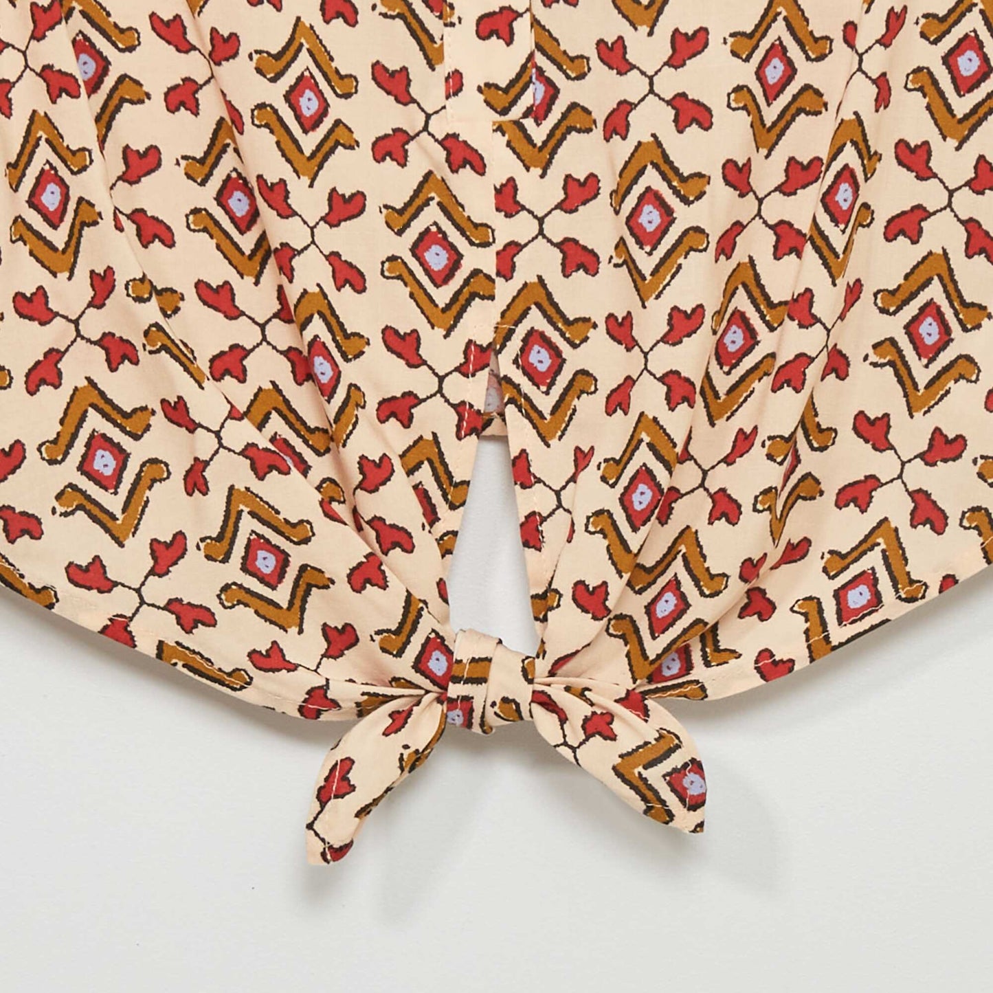 Blouse nouer avec imprim Beige