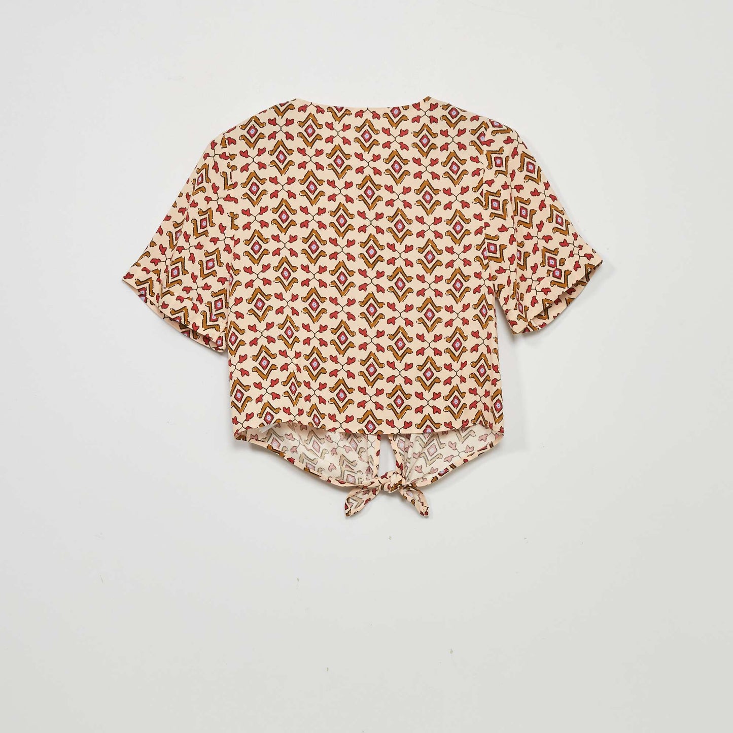 Blouse nouer avec imprim Beige