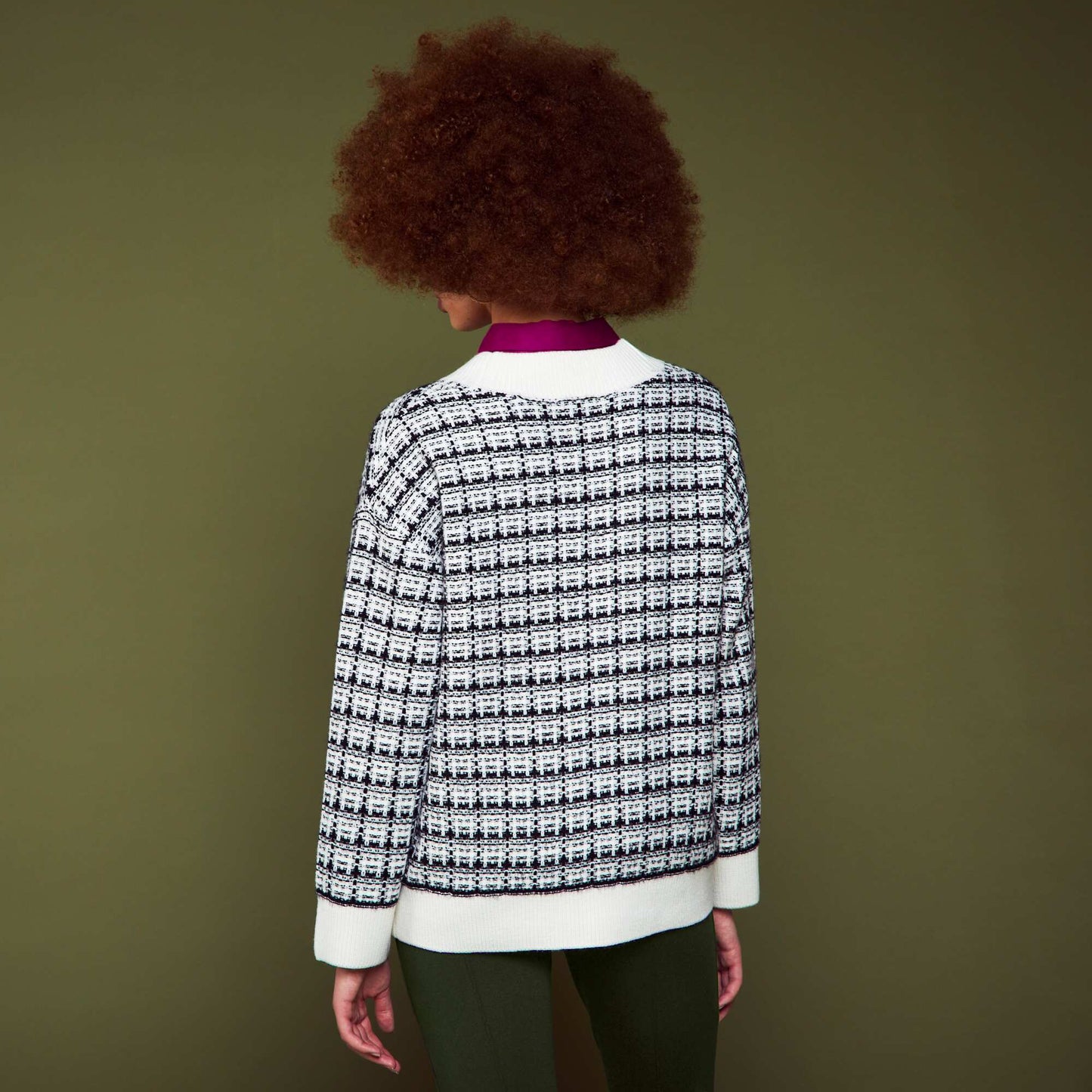 Gilet large col V Blanc/noir