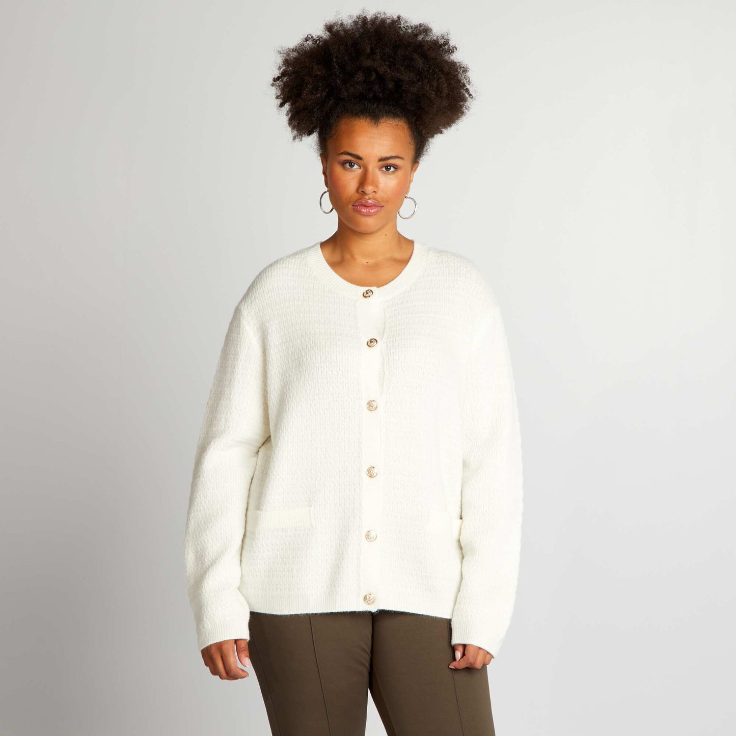 Gilet en maille boutonn Blanc