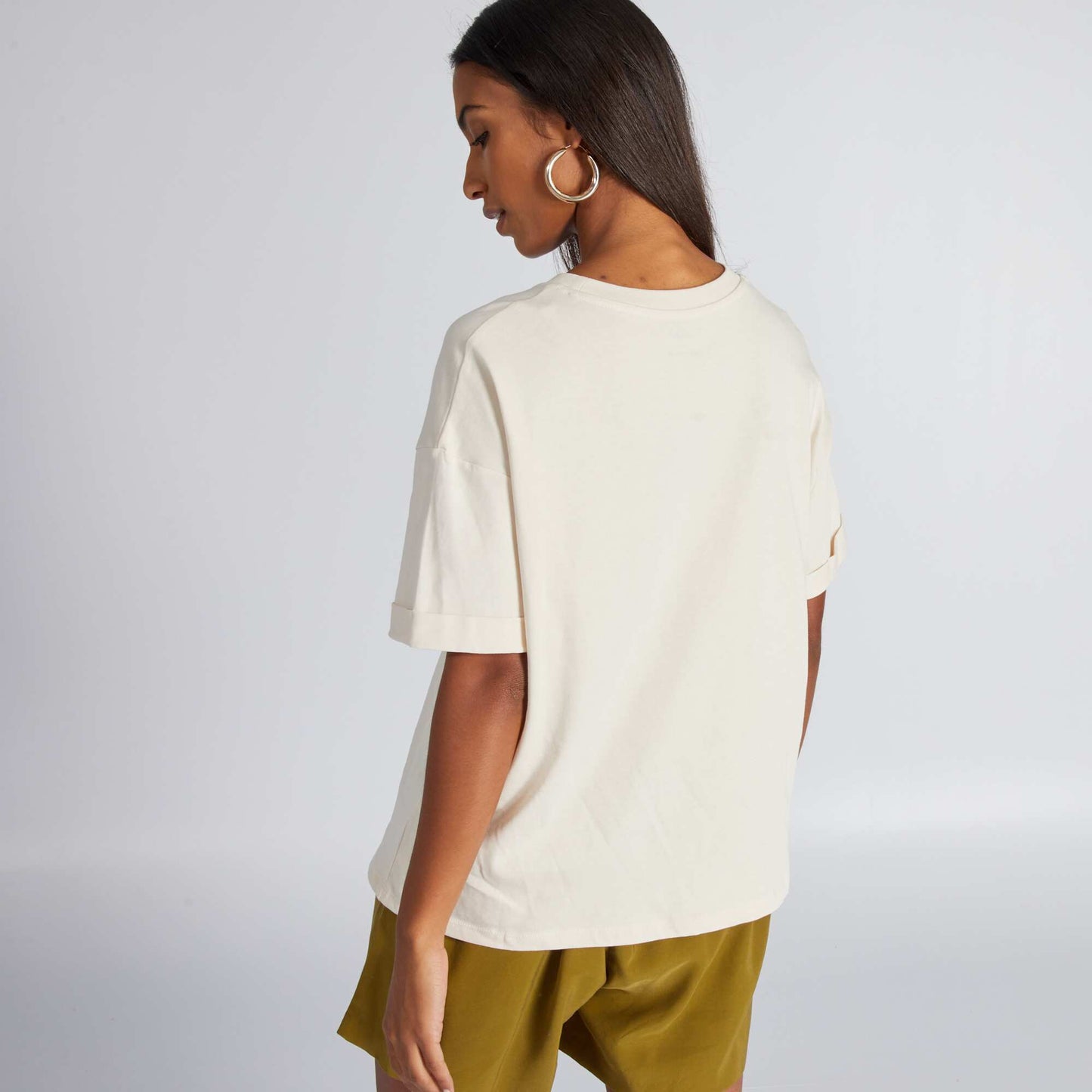 T-shirt en jersey avec broderie Beige