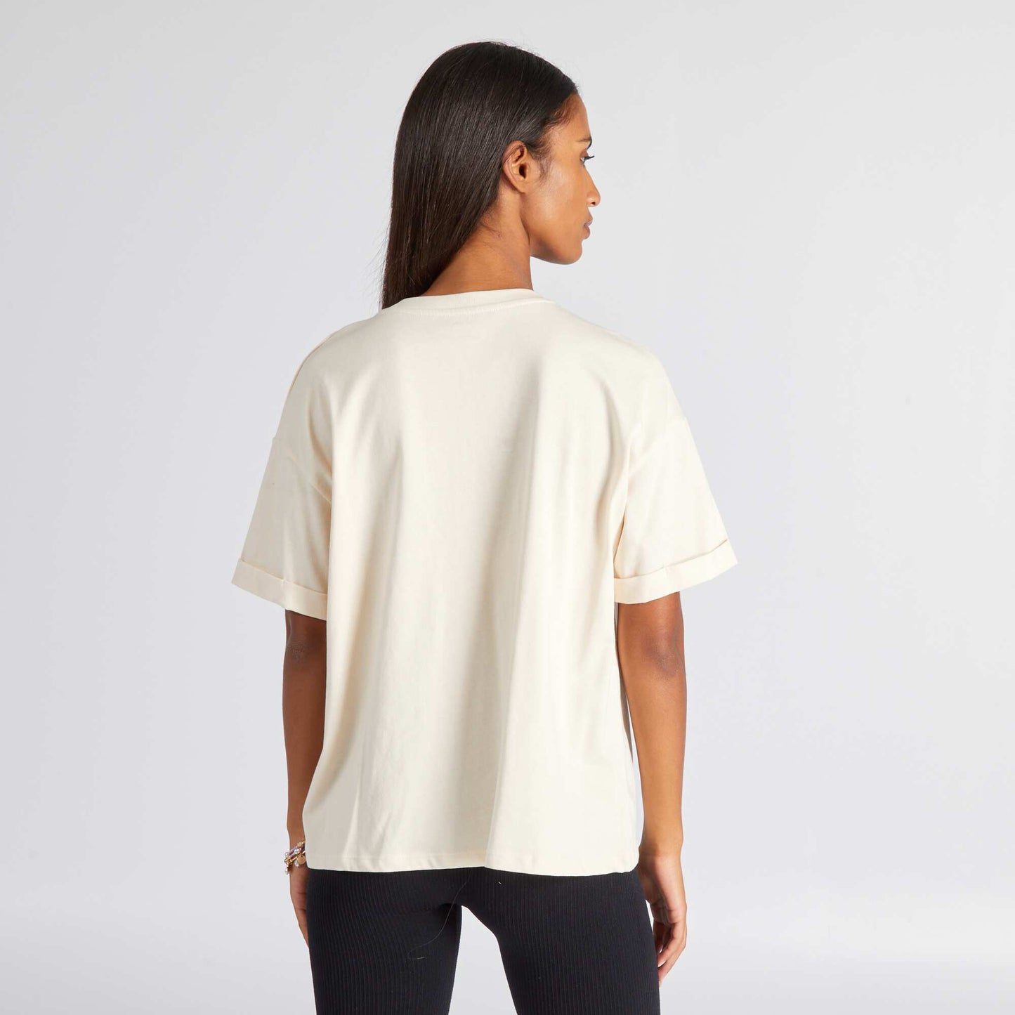 T-shirt en jersey avec broderie Beige