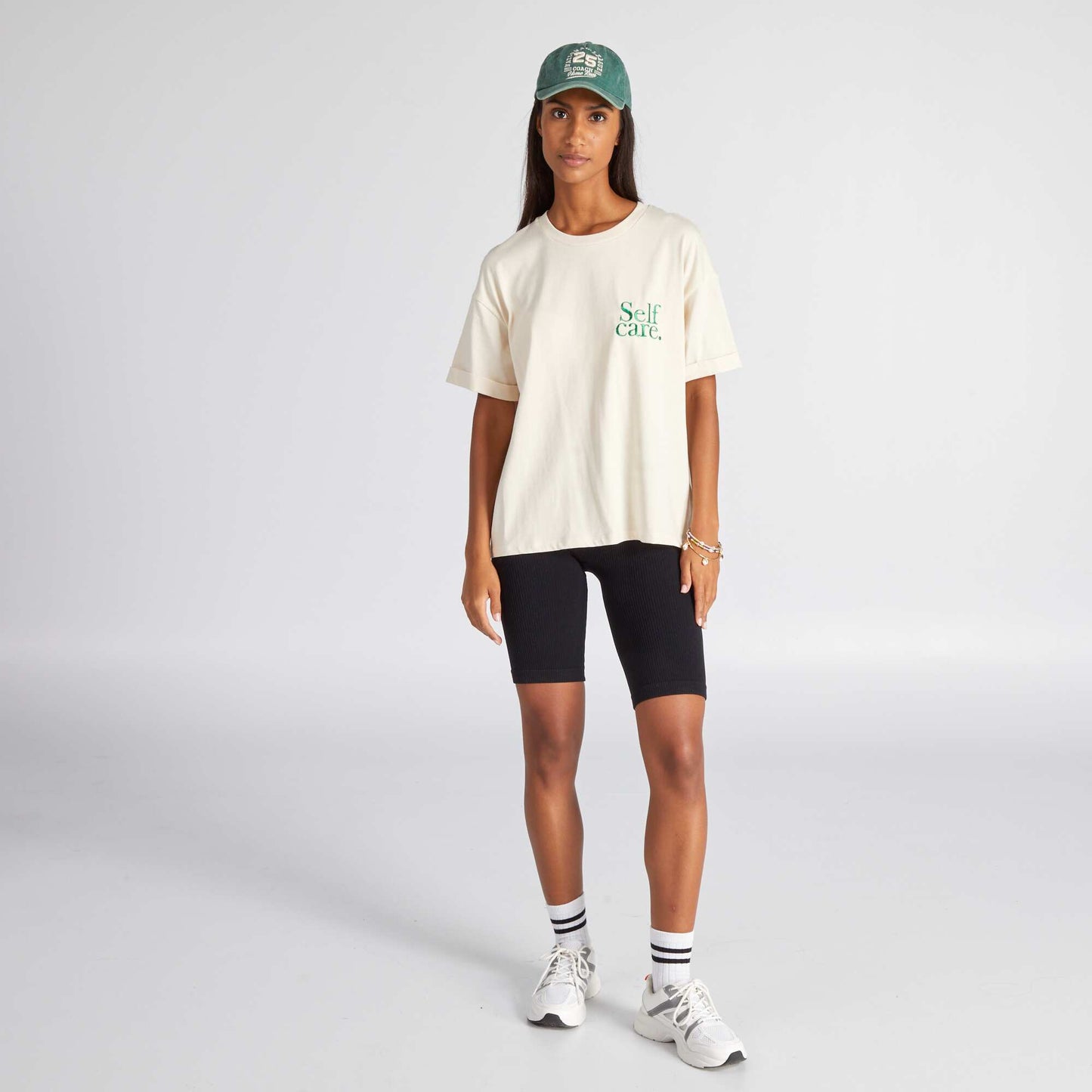 T-shirt en jersey avec broderie Beige