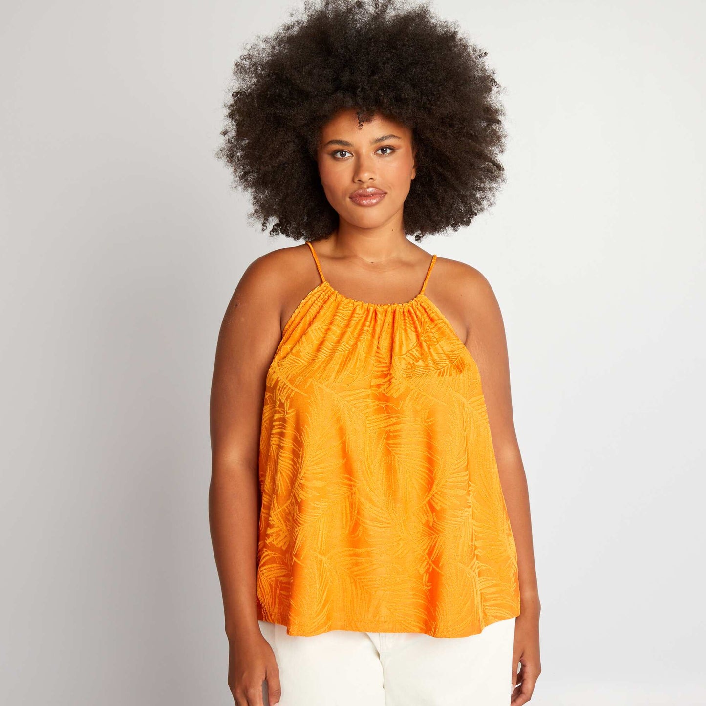 Top textur emmanchures am ricaines Orange