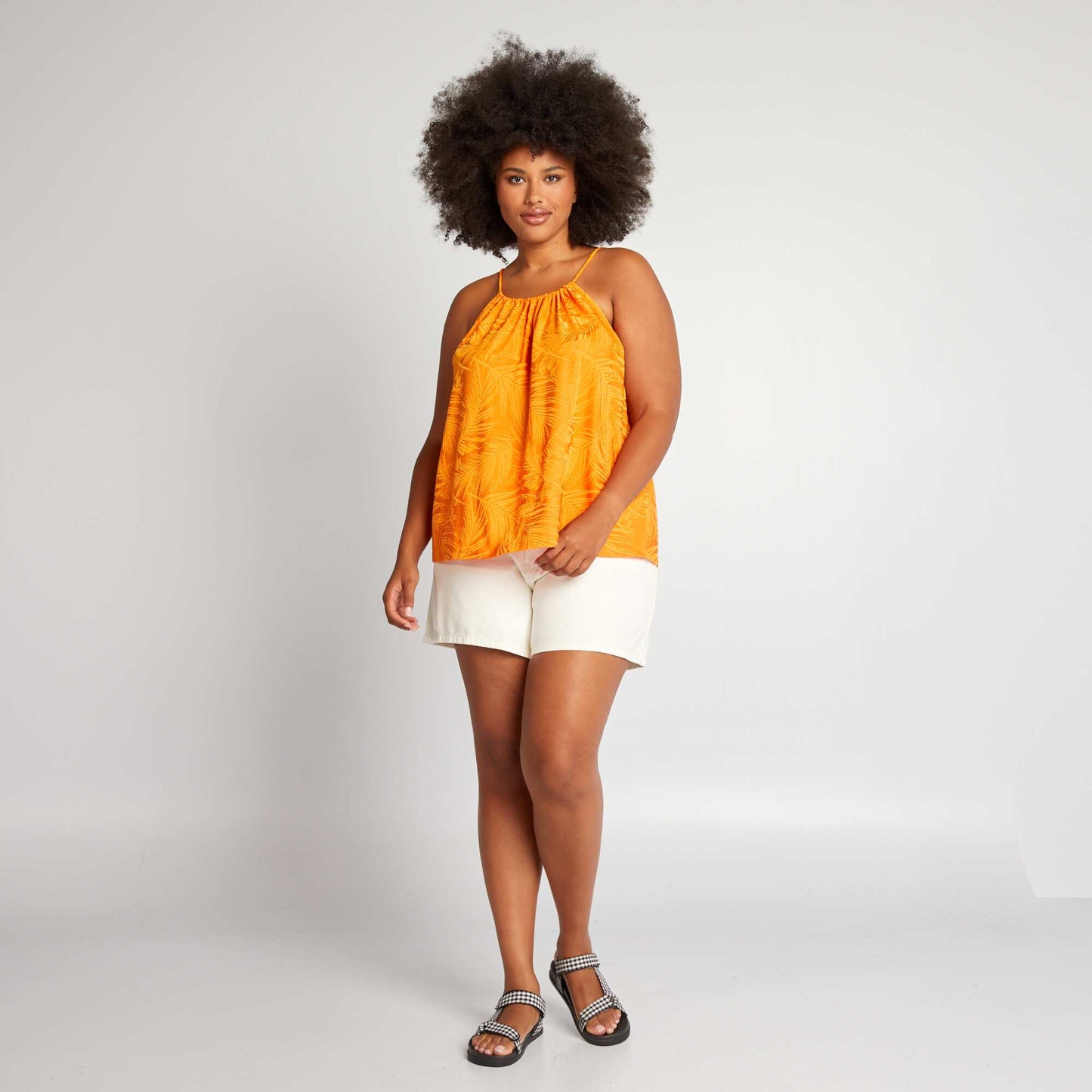 Top textur emmanchures am ricaines Orange