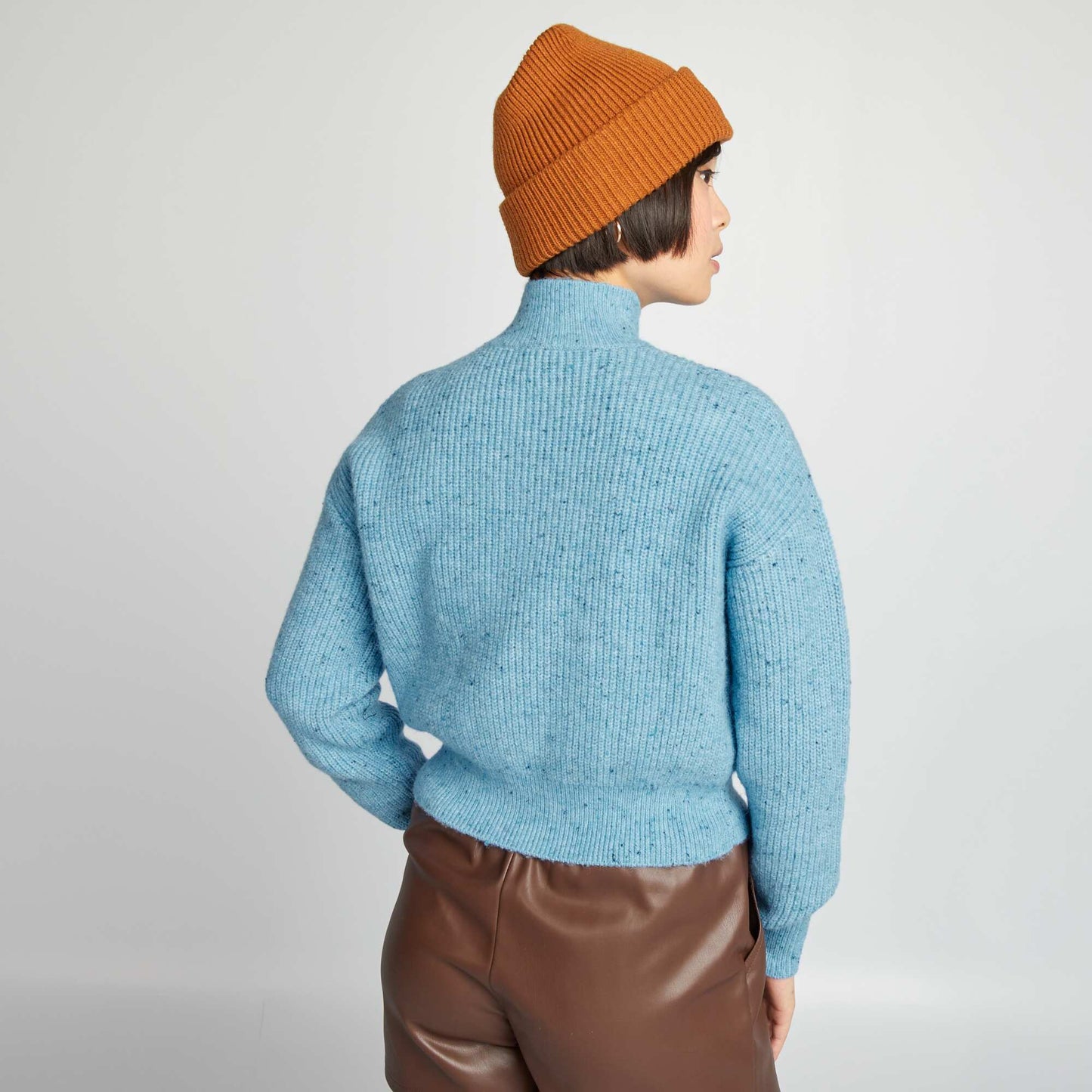 Pull en maille col montant Bleu