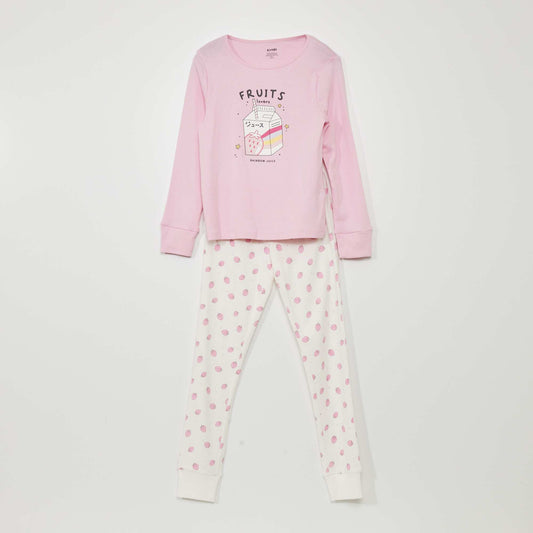 Pyjama long - imprimé fraises - 2 pièces Rose
