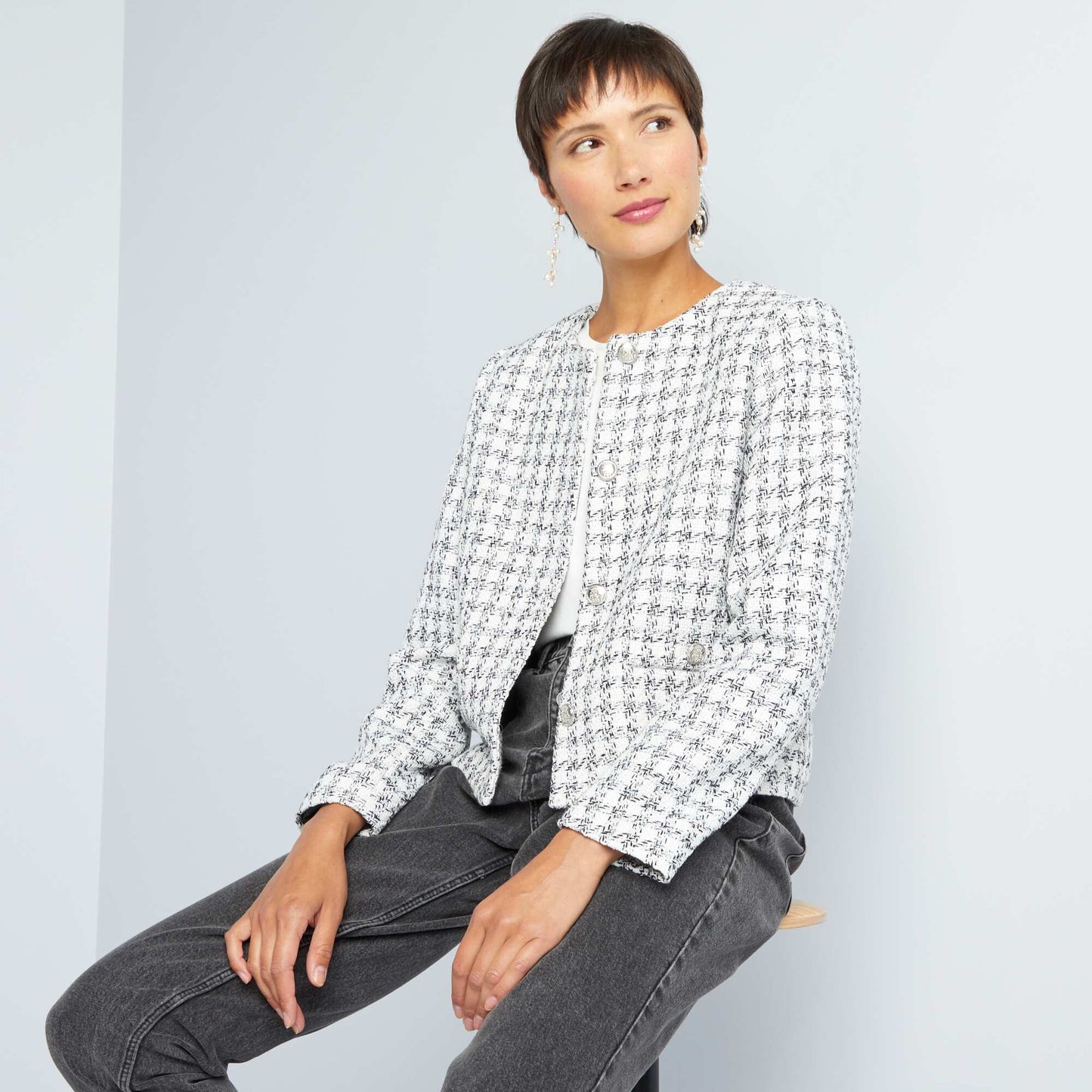 Veste en tweed Noir/blanc