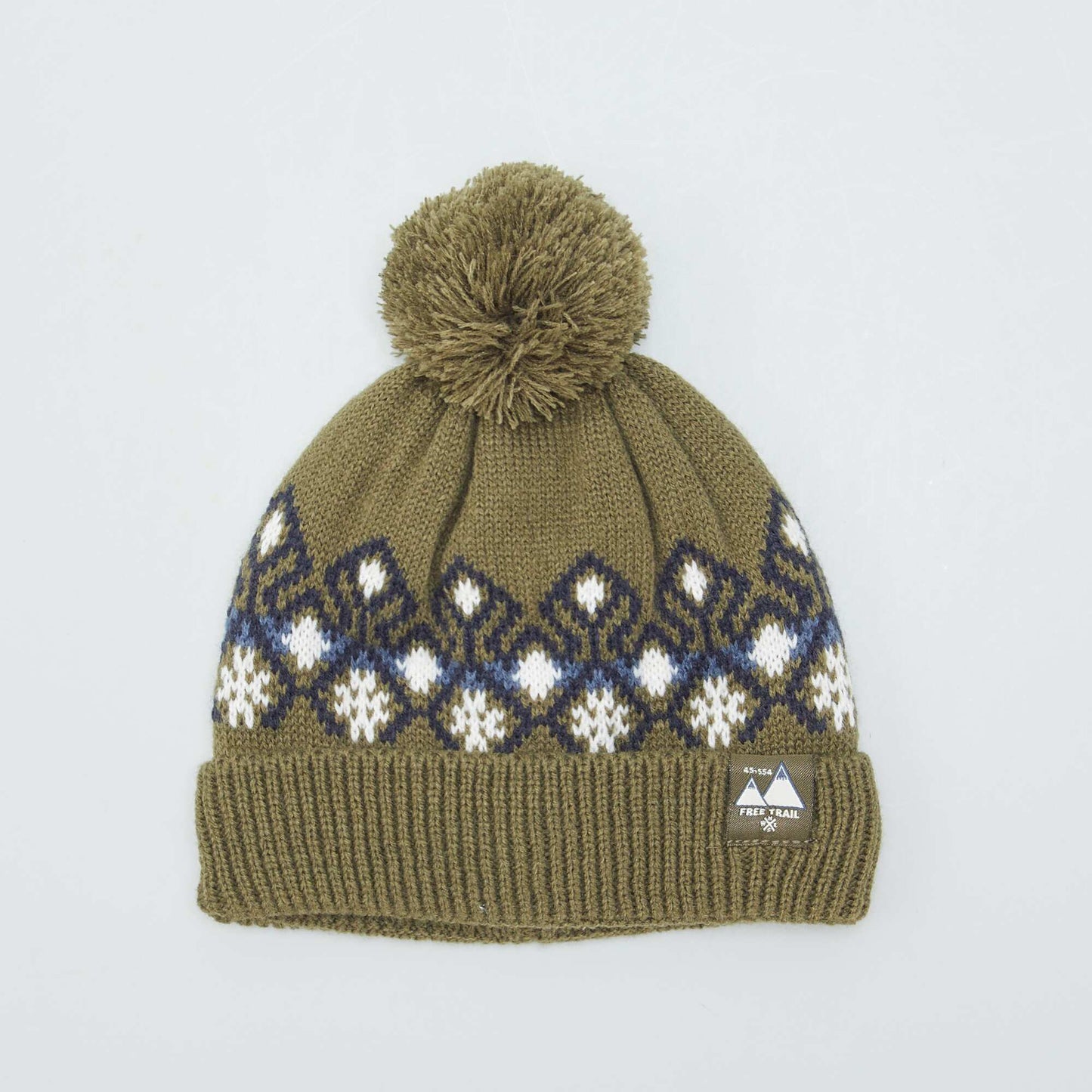 Bonnet + snood en maille jacquard Kaki
