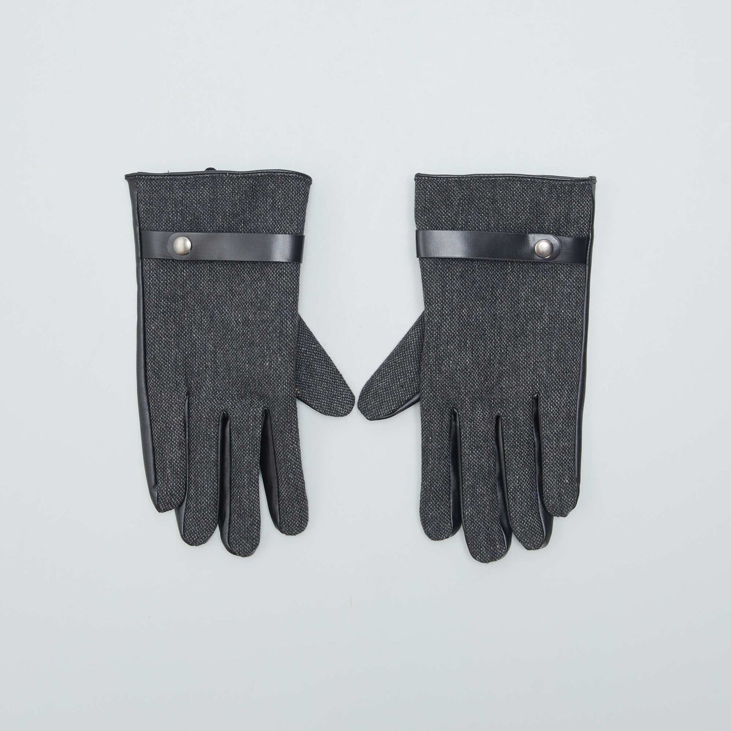 Gants bi matières doublés polaire Noir