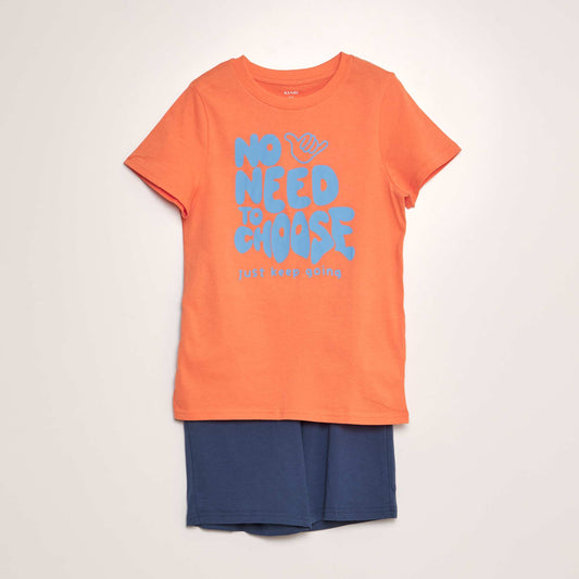 Pyjama court short + t-shirt - 2 pièces Orange