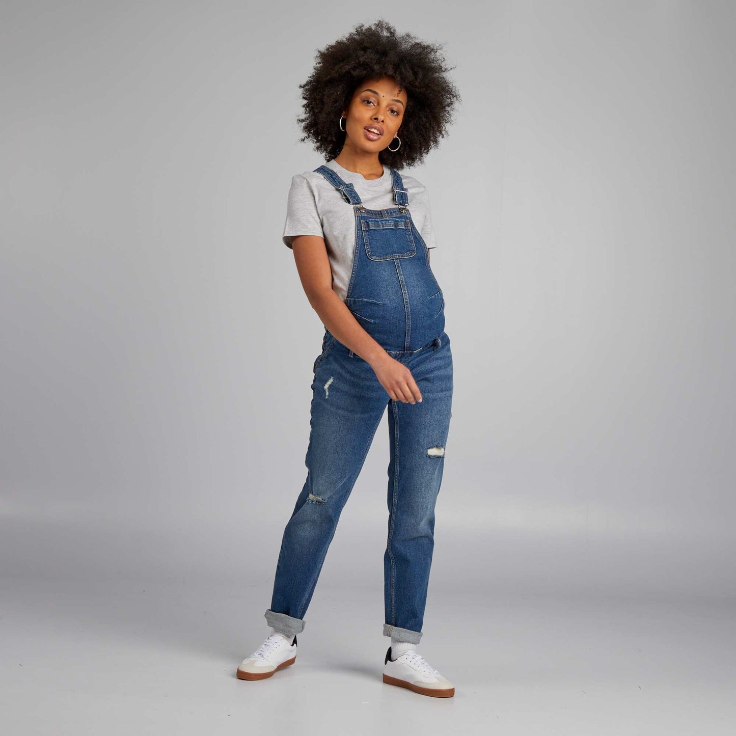 Salopette de grossesse en denim stretch Stone