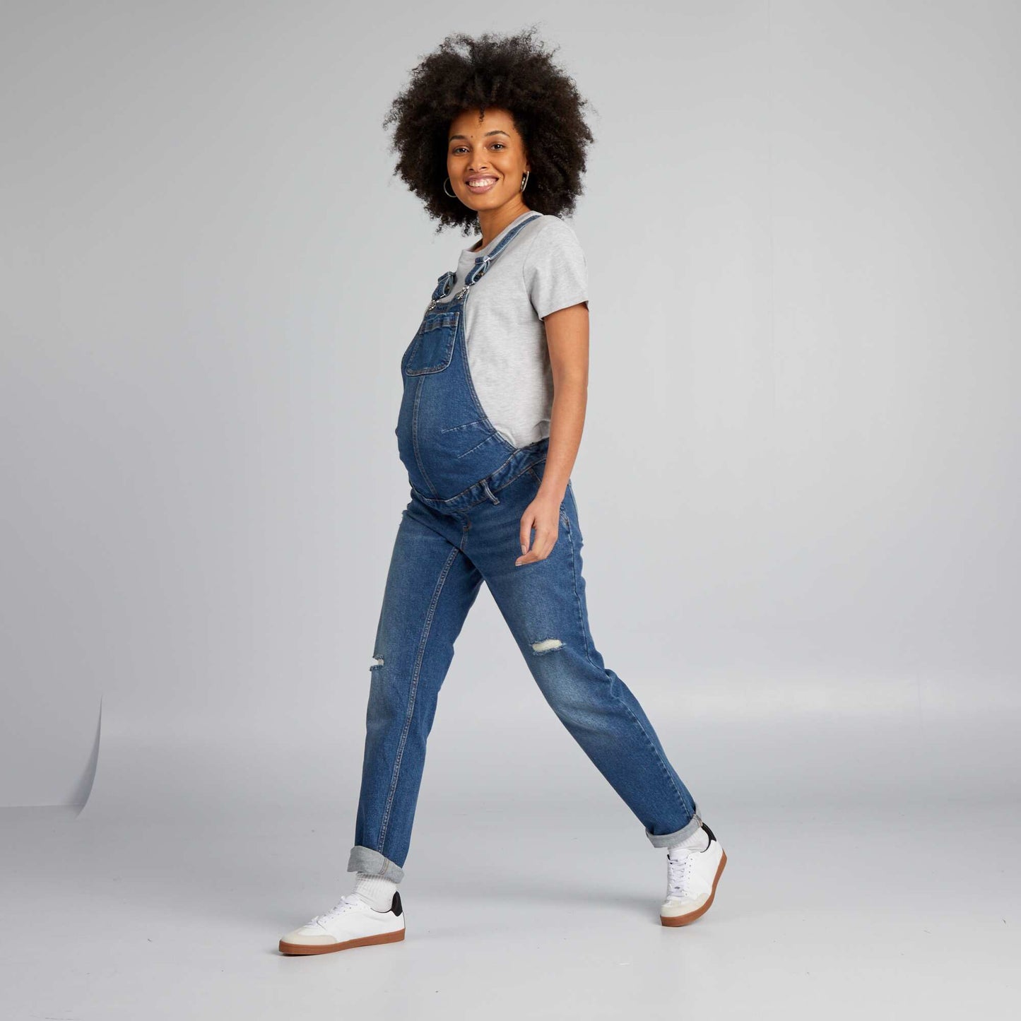 Salopette de grossesse en denim stretch Stone